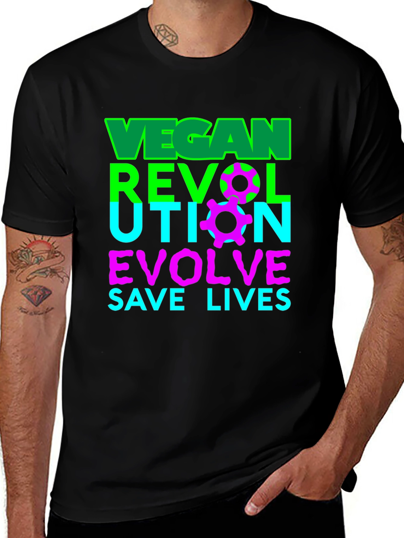 Vegan Revolution T-Shirt - Evolve Save Lives Tee