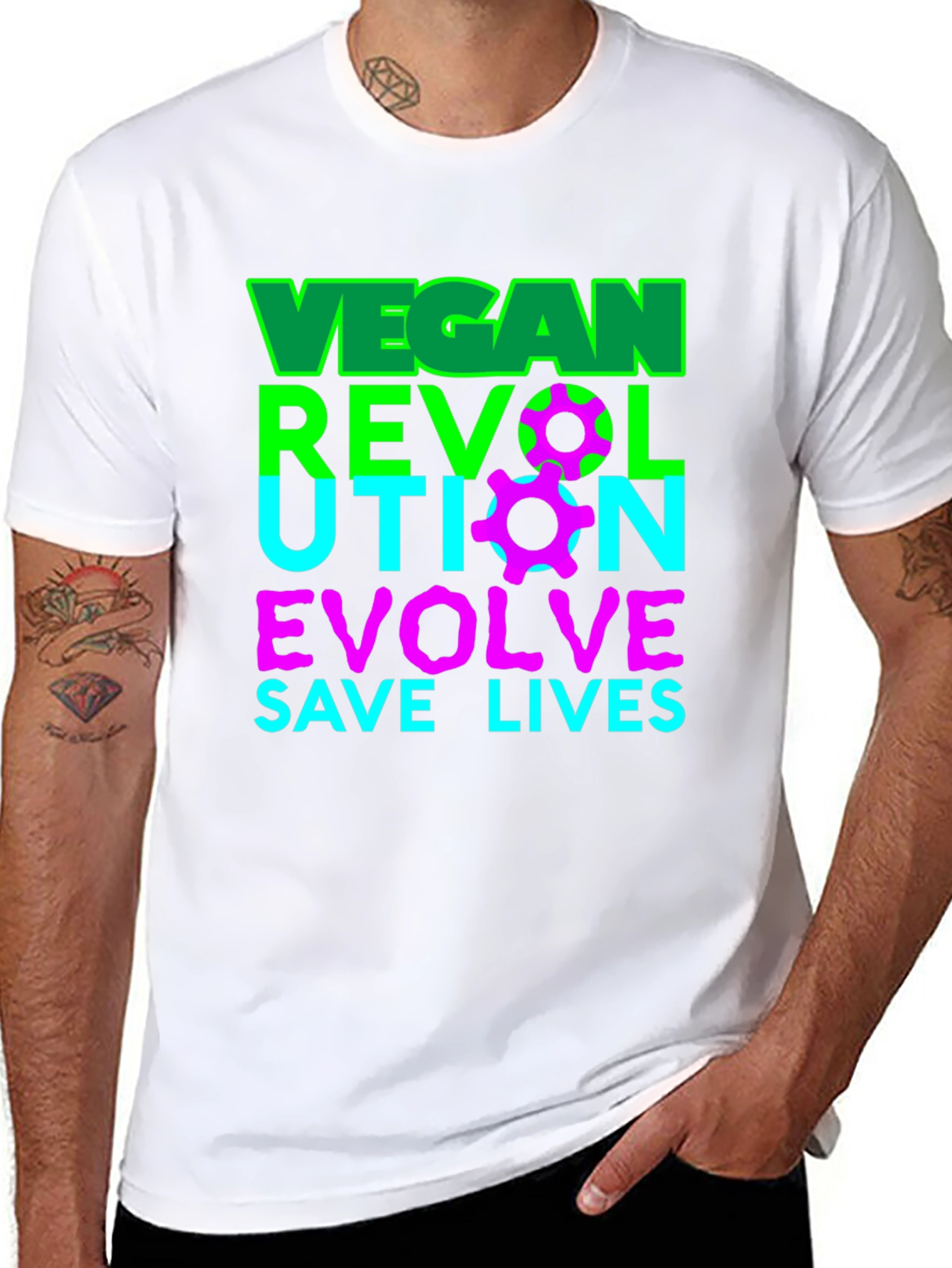 Vegan Revolution T-Shirt - Evolve Save Lives Tee