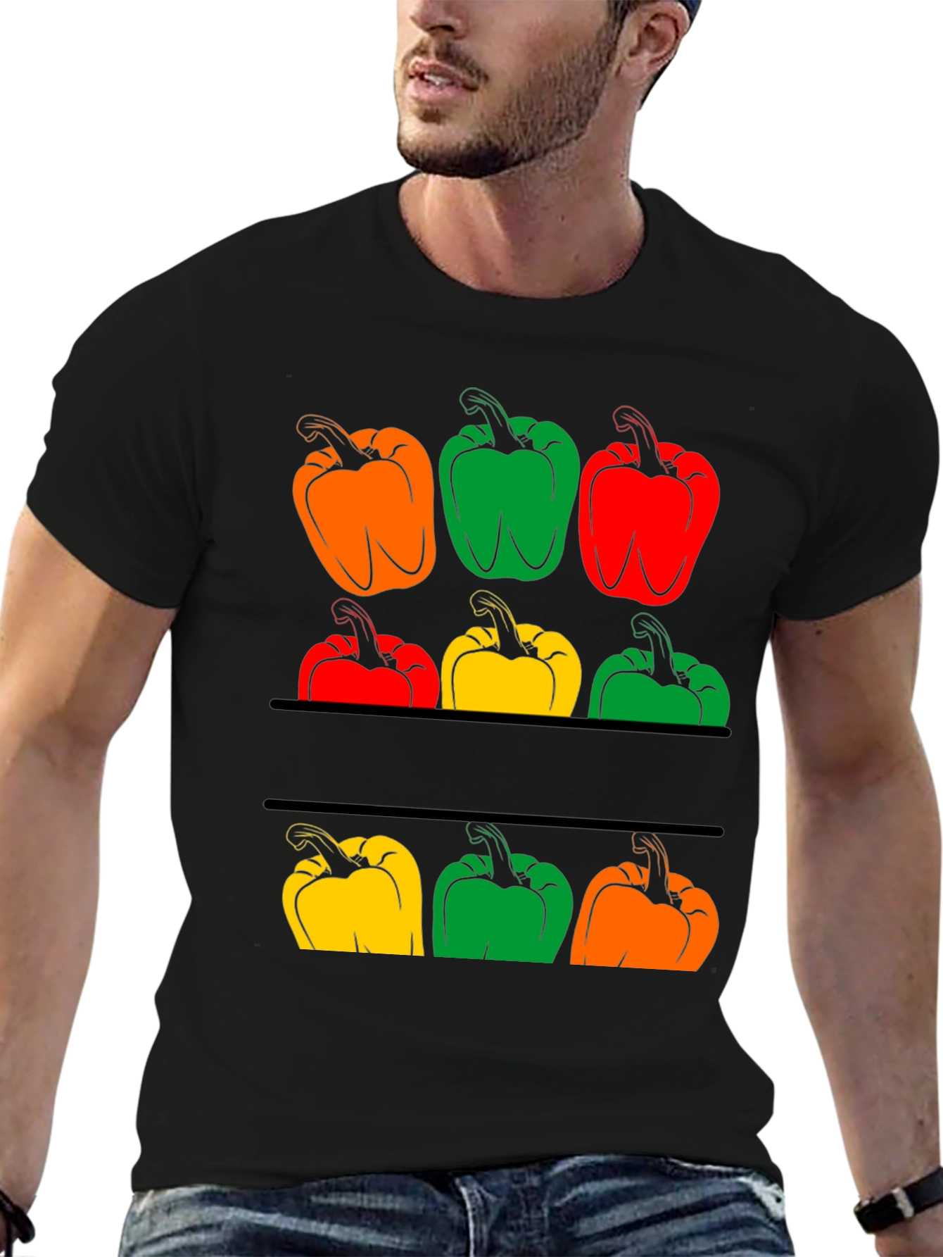 Colorful Pepper Graphic T-Shirt