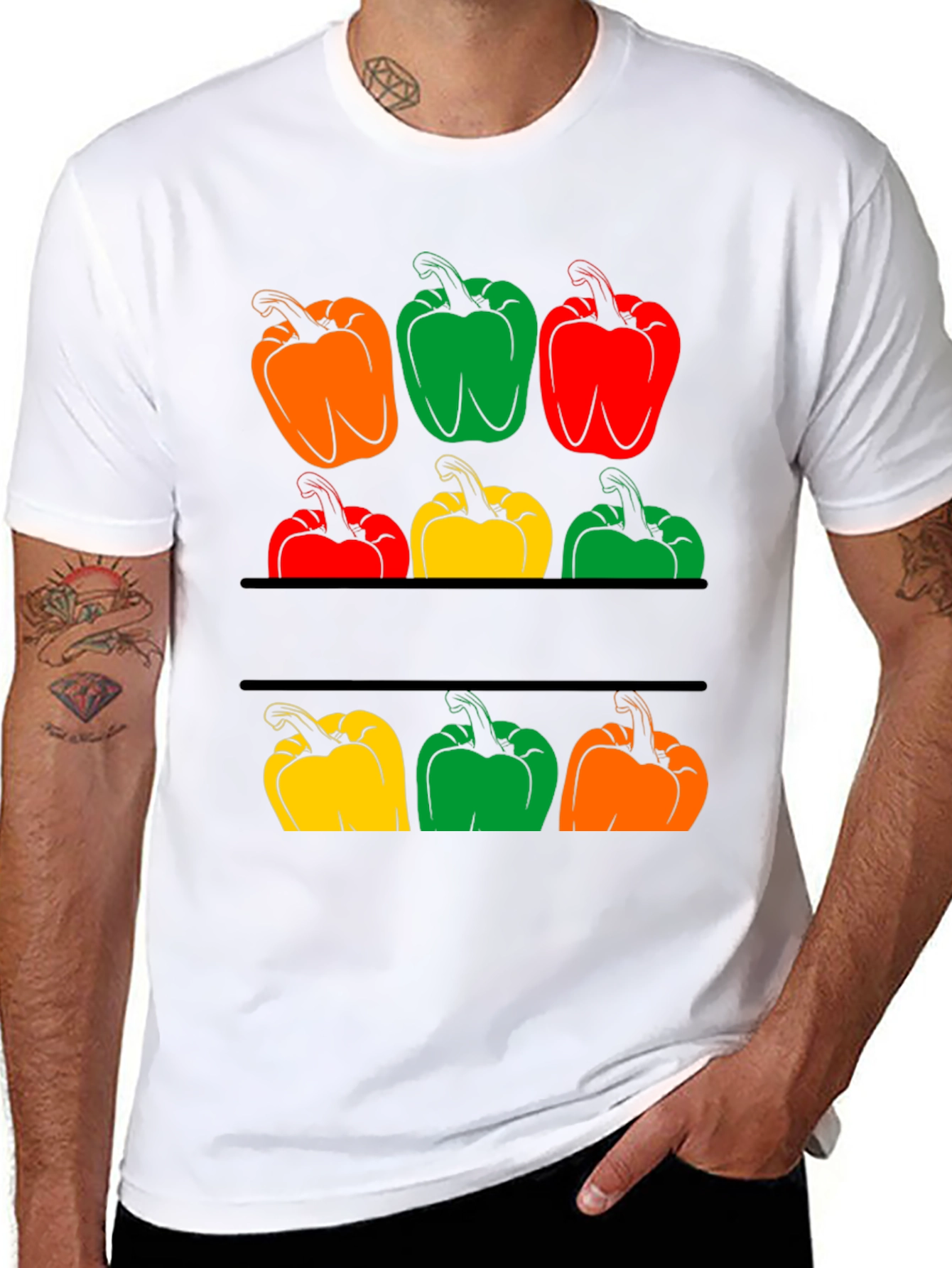 Colorful Pepper Graphic T-Shirt