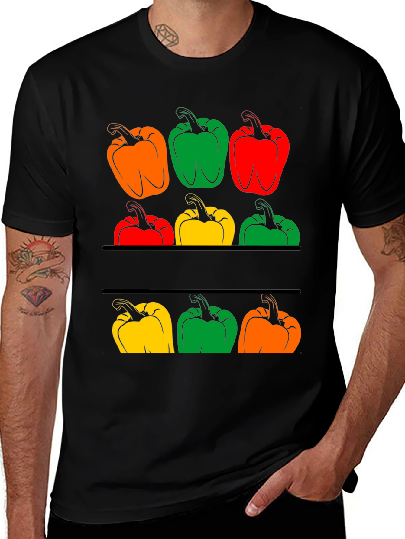Colorful Pepper Graphic T-Shirt