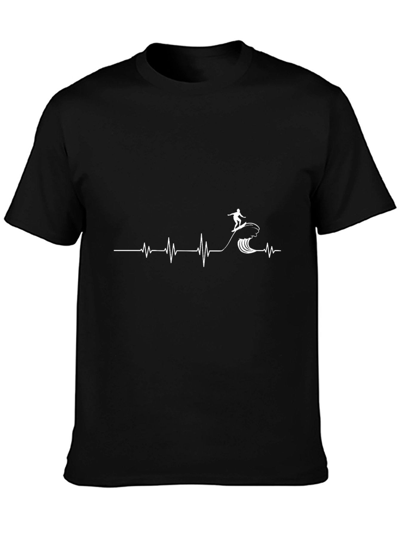 Surfer Heartbeat T-Shirt - Black Graphic Tee