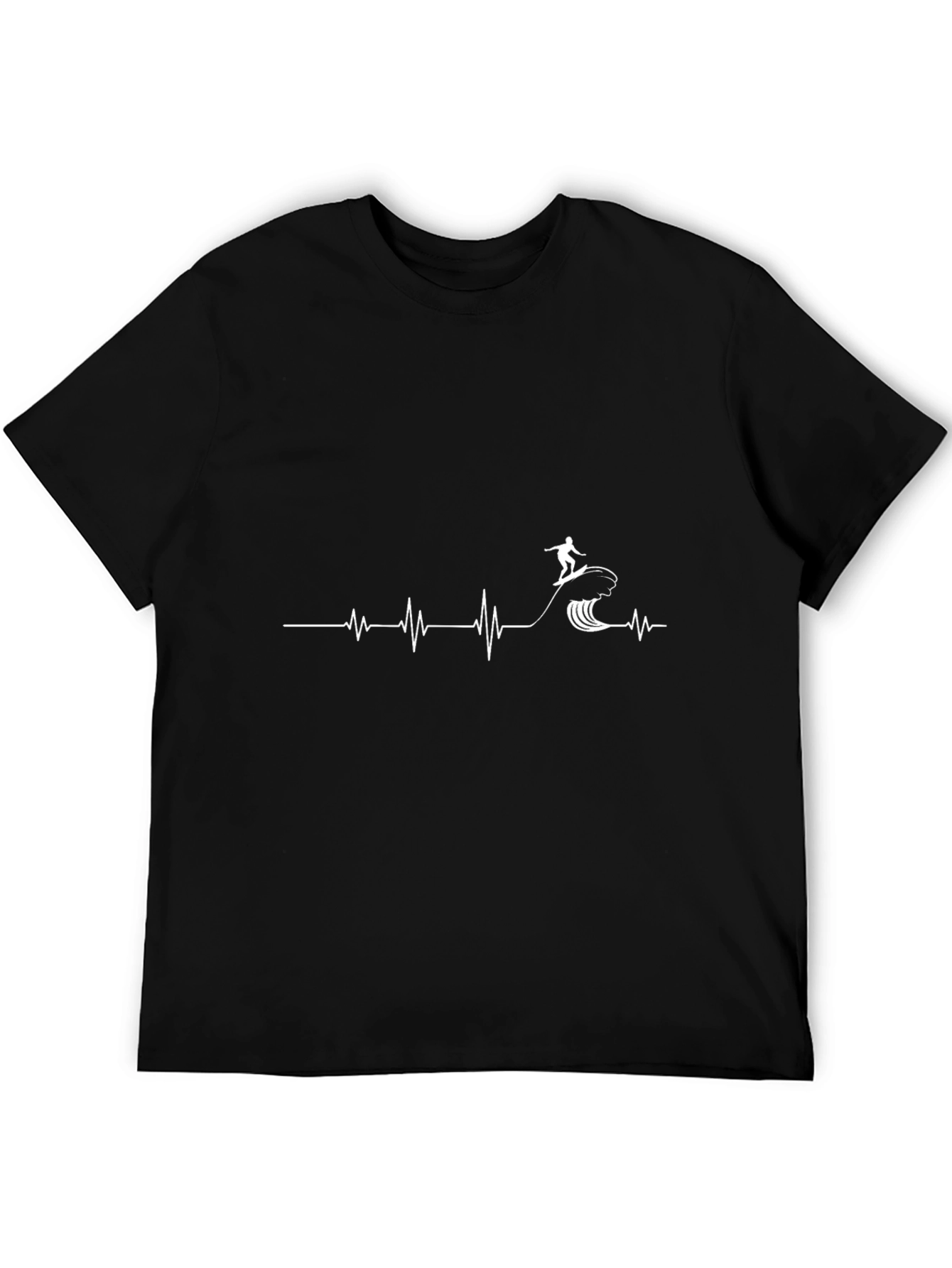 Surfer Heartbeat T-Shirt - Black Graphic Tee