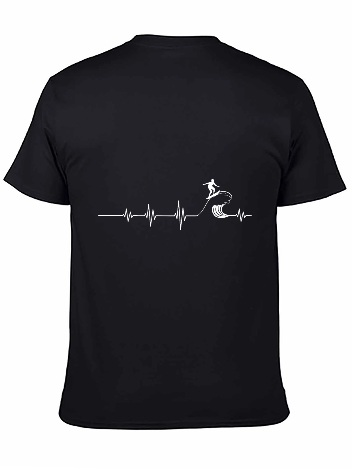 Surfer Heartbeat T-Shirt - Black Graphic Tee