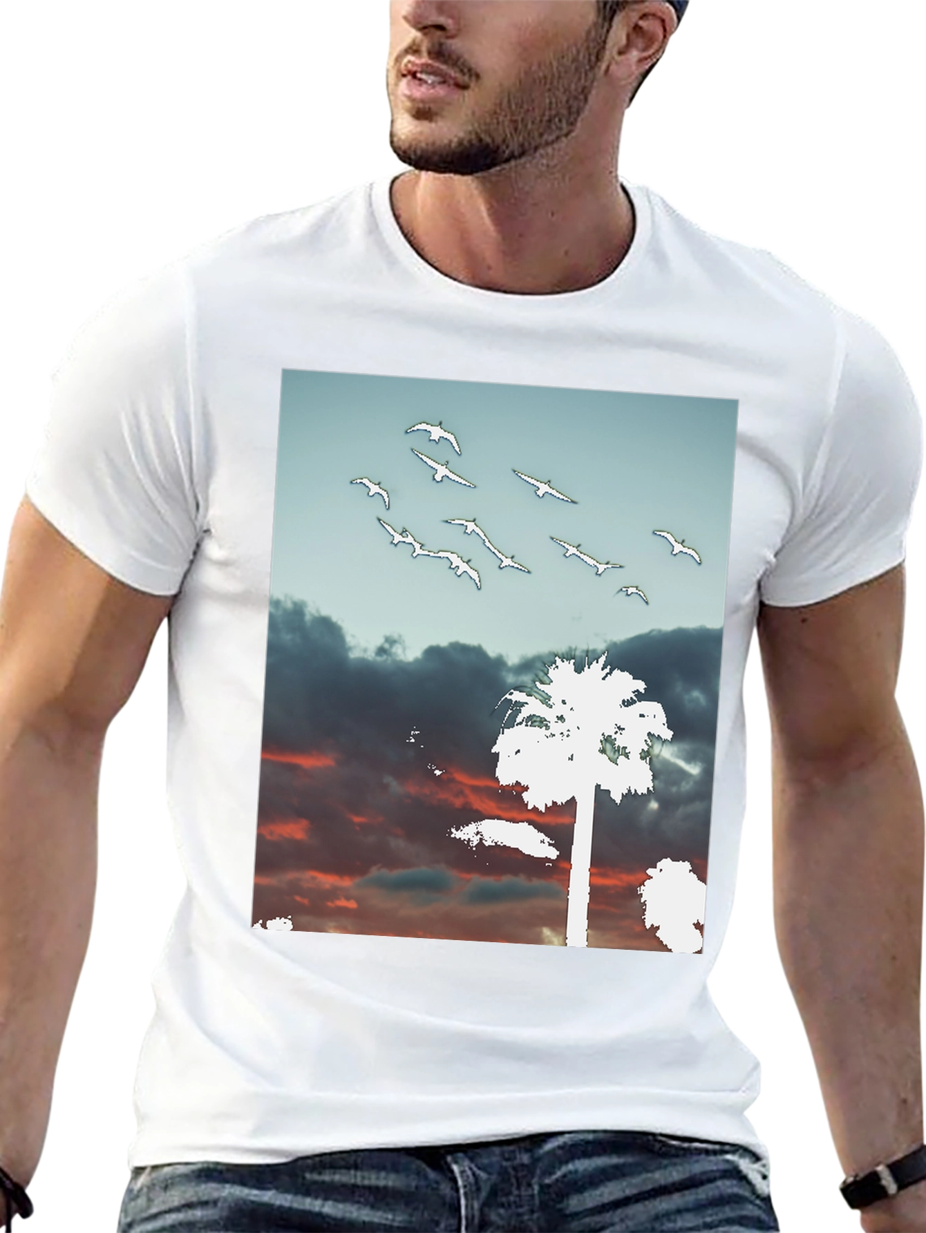 Sunset Palm Tree Graphic T-Shirt