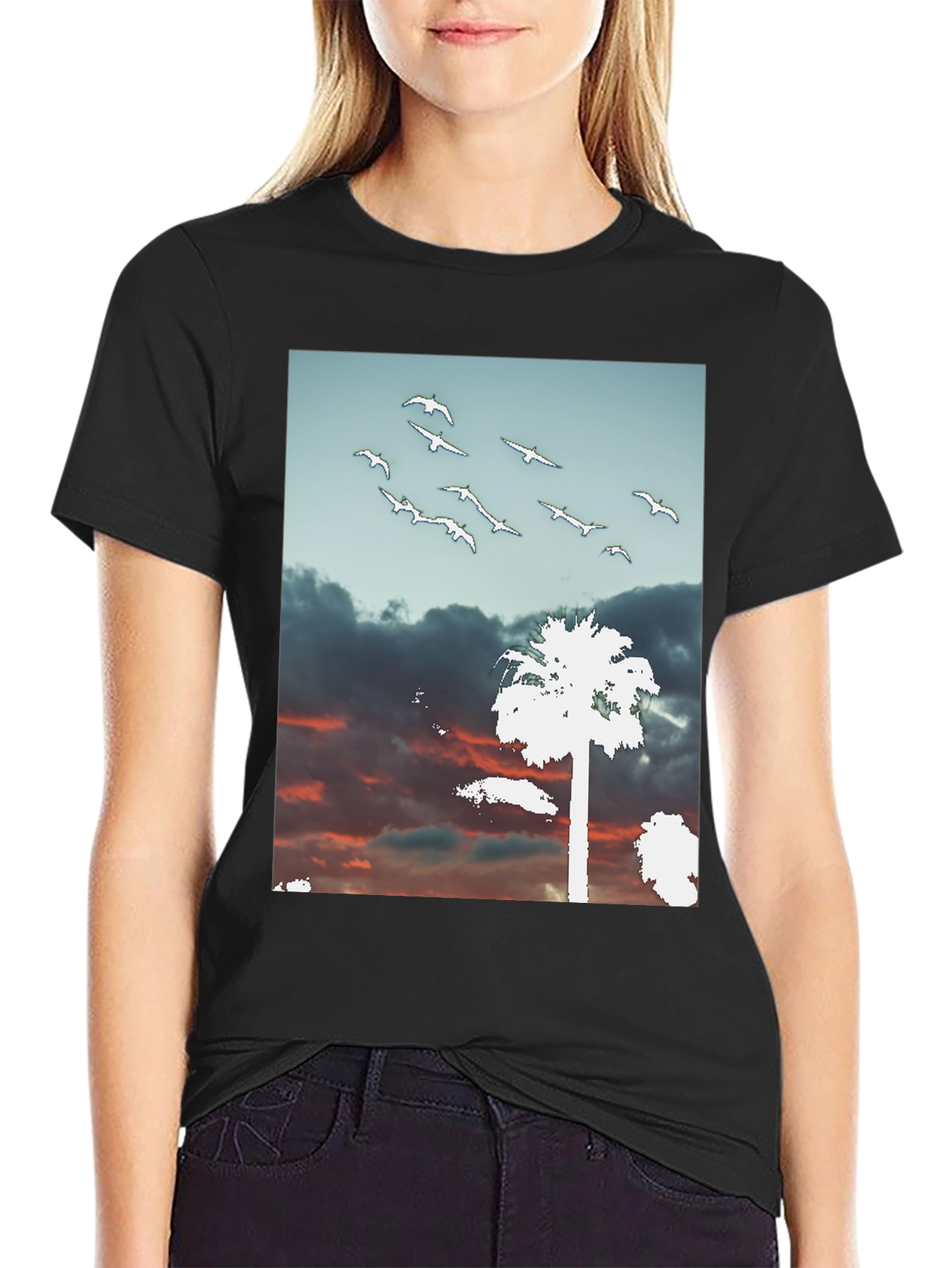 Sunset Palm Tree Graphic T-Shirt