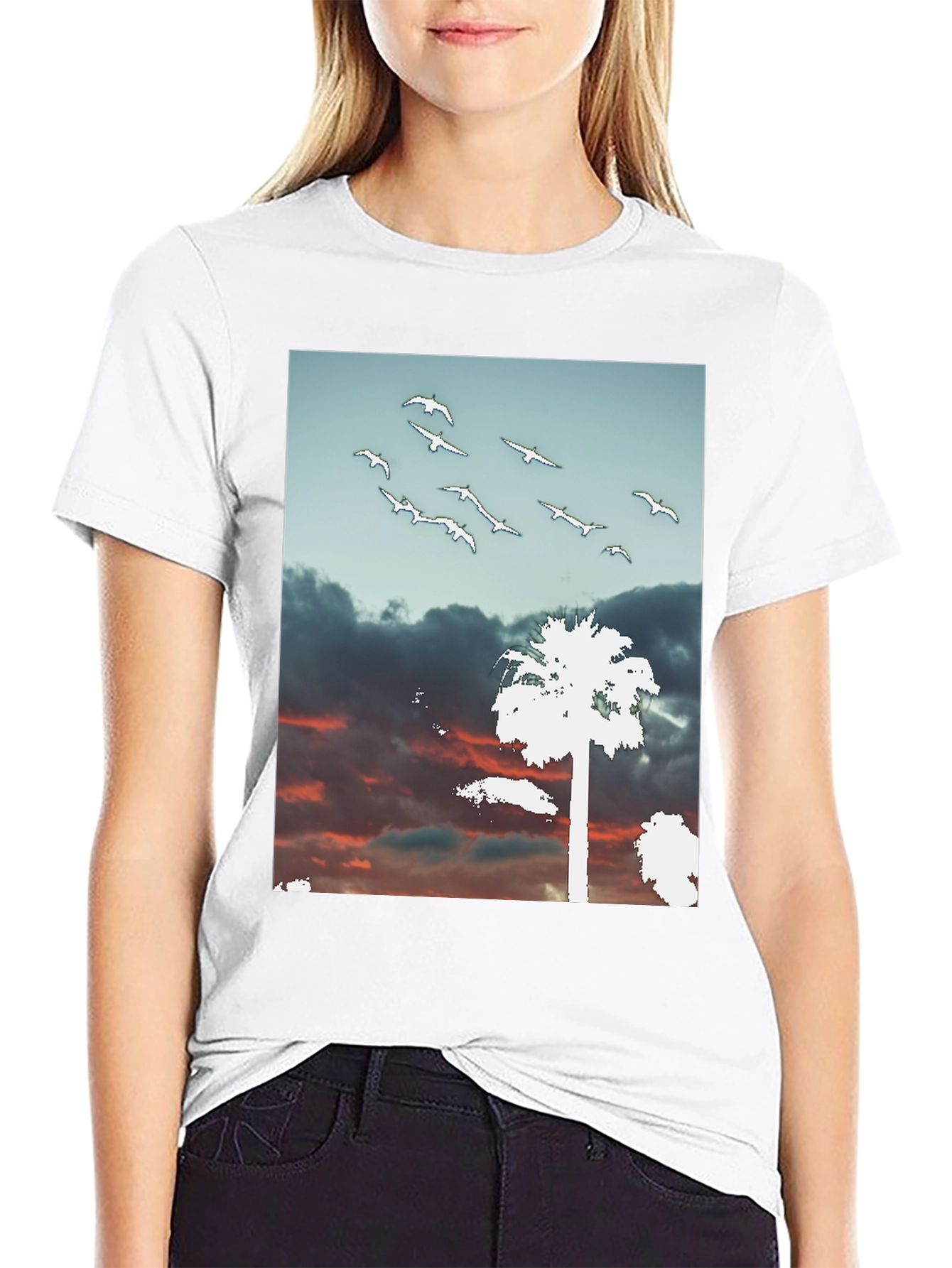 Sunset Palm Tree Graphic T-Shirt