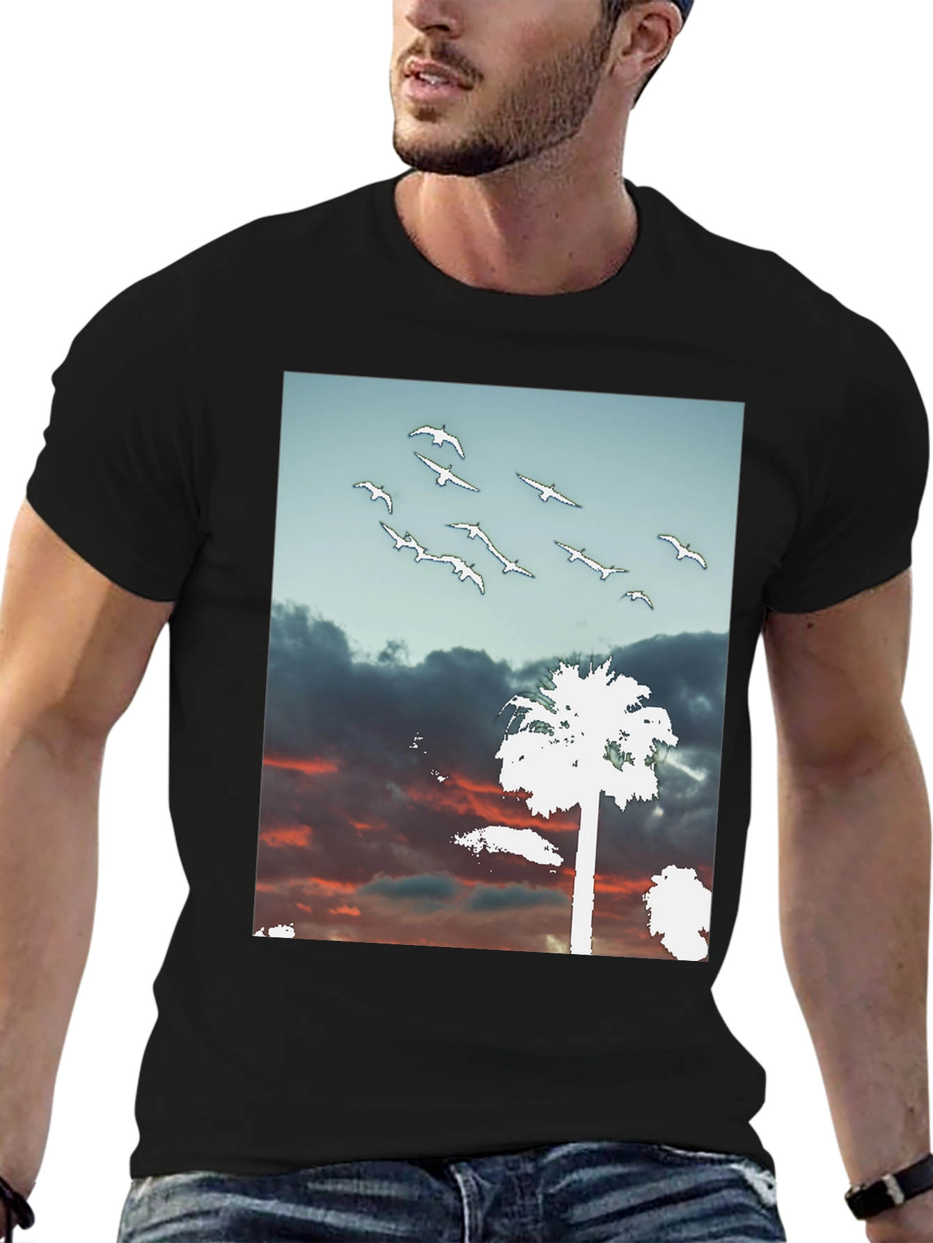 Sunset Palm Tree Graphic T-Shirt