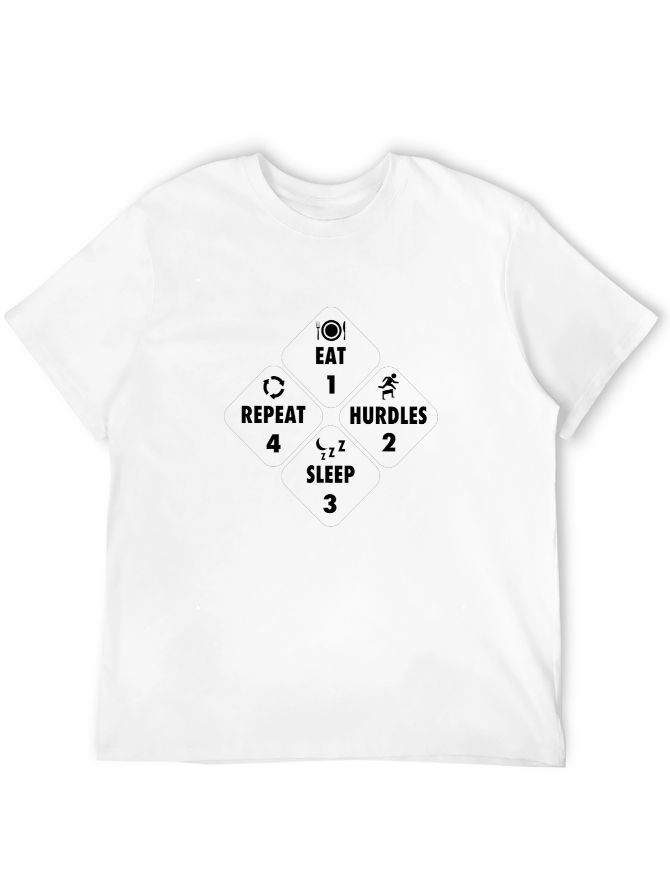 Eat Hurdle Sleep Repeat Black Graphic T-Shirt