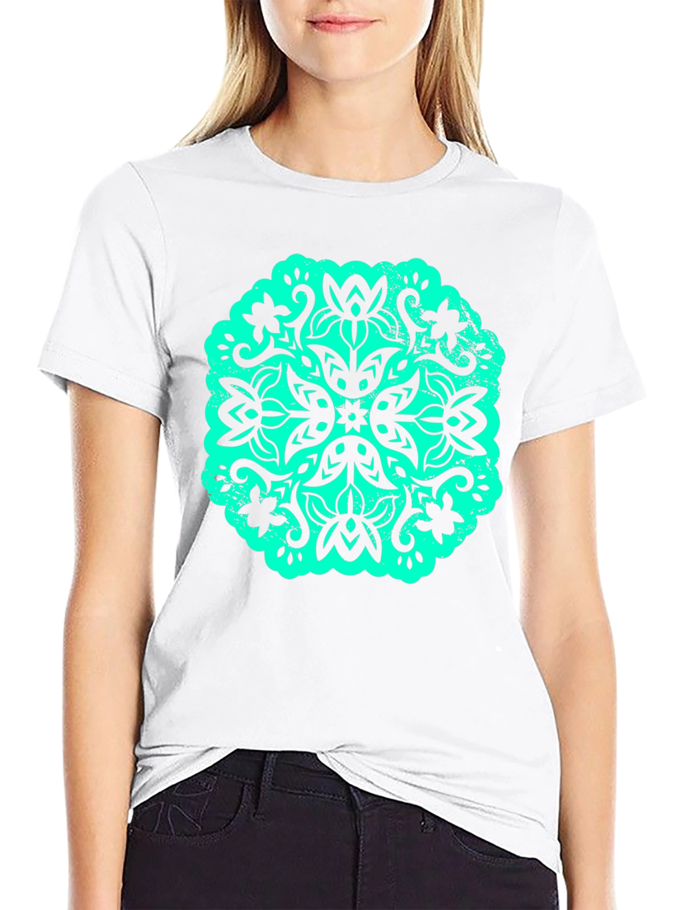 Floral Mandala Graphic Tee - Black