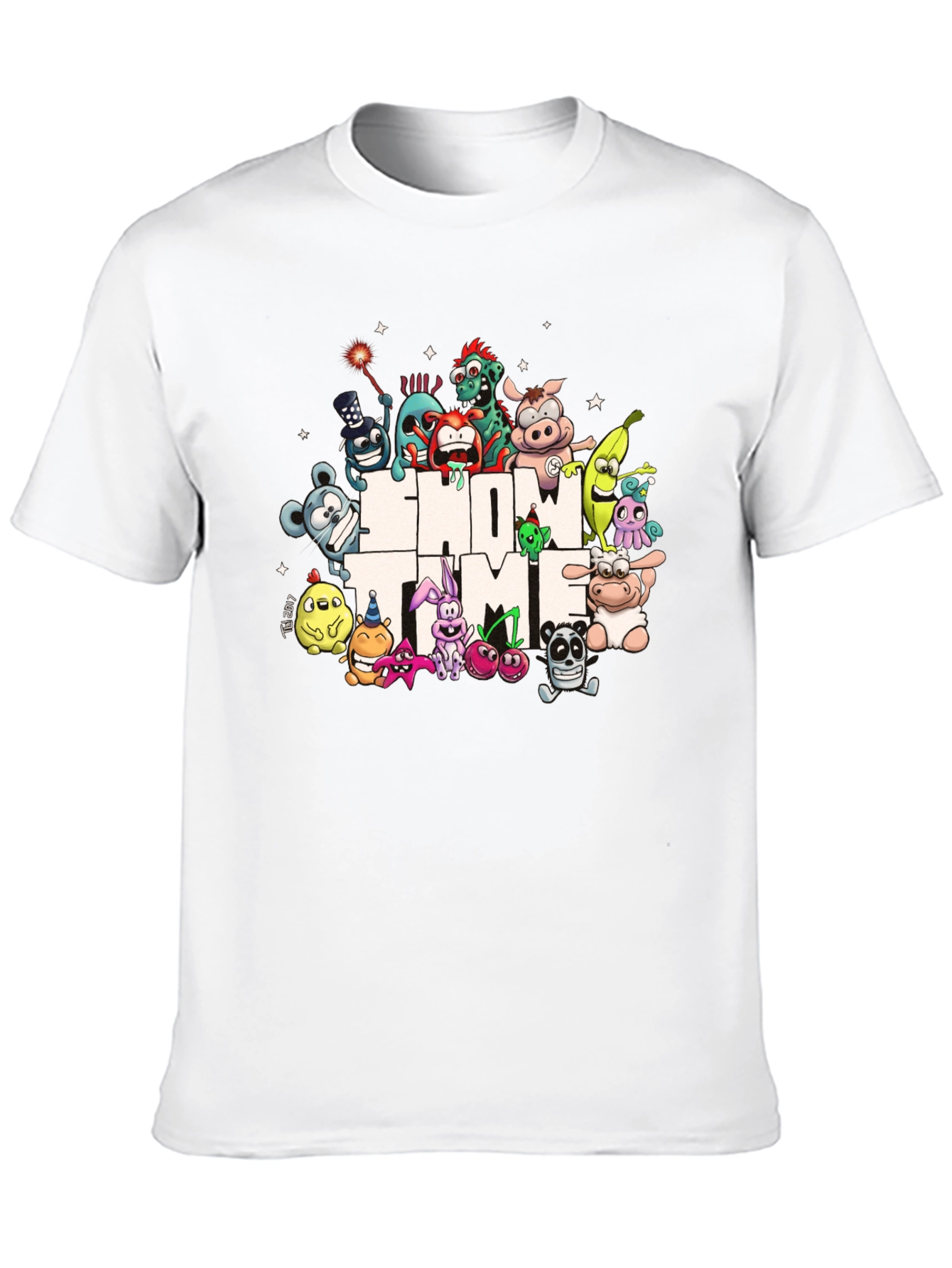 Show Time Character Print Black T-Shirt