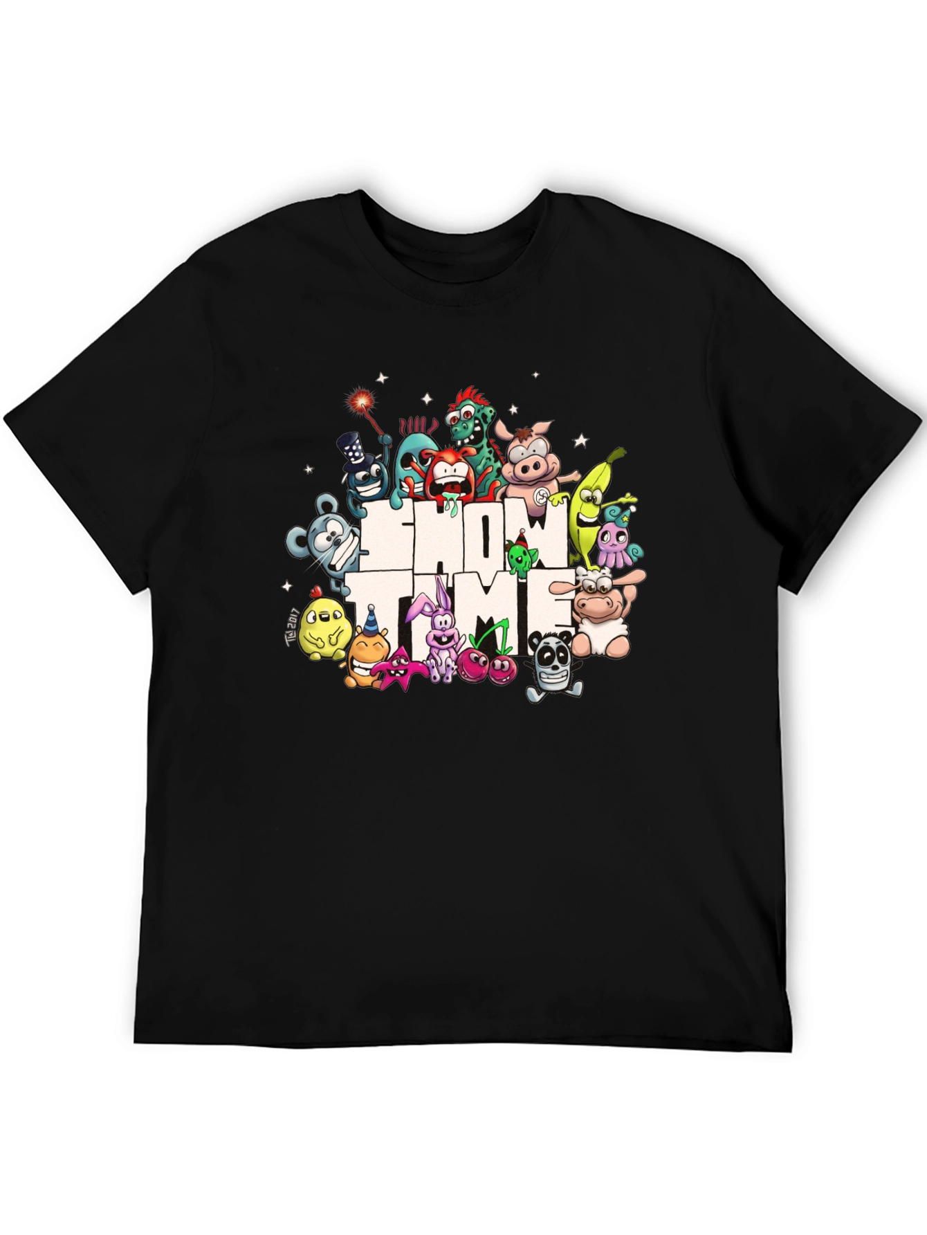 Show Time Character Print Black T-Shirt