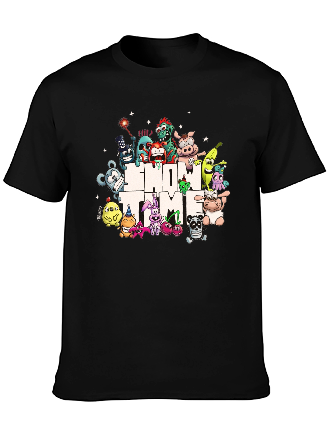 Show Time Character Print Black T-Shirt