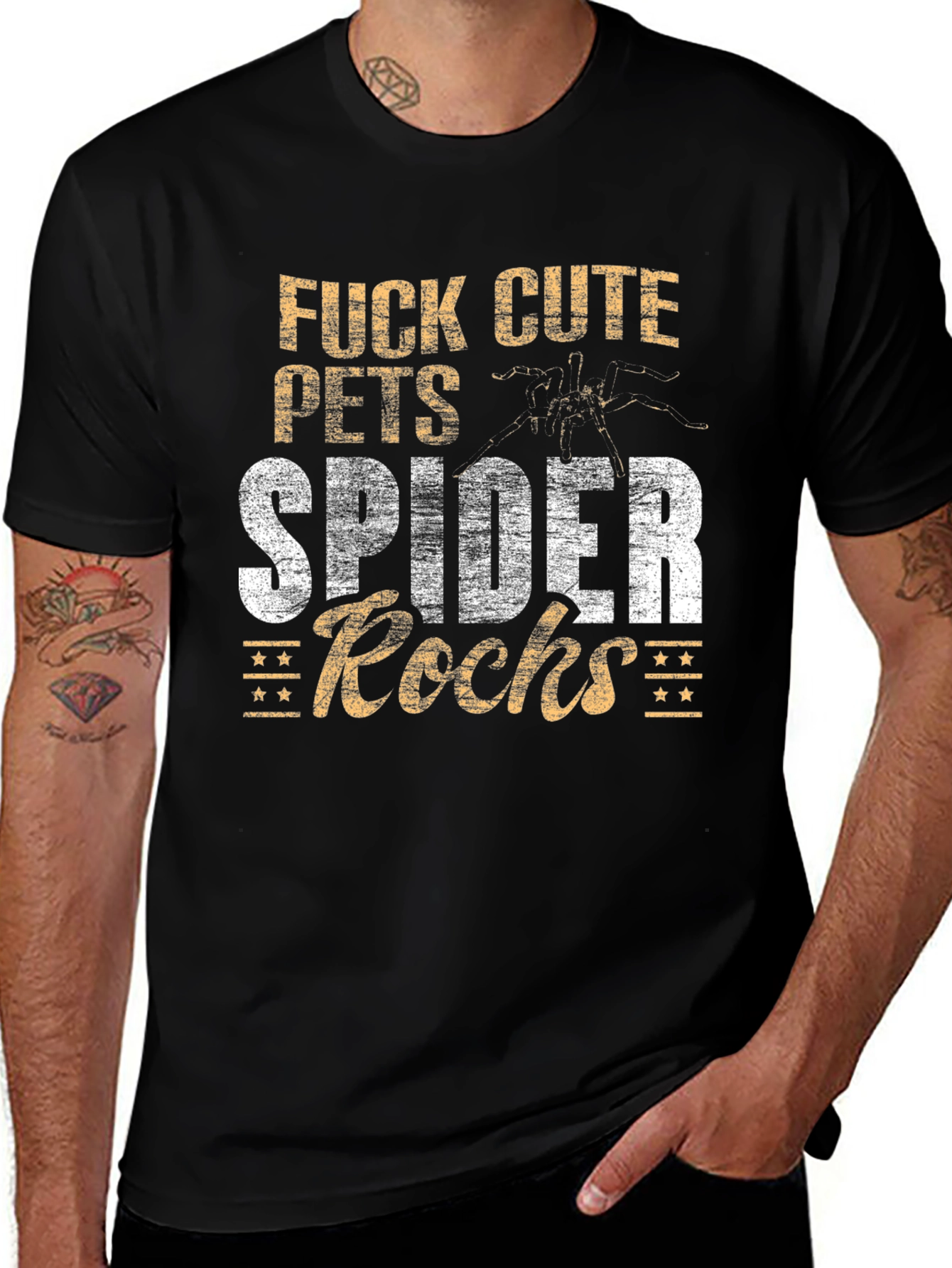 Spider Rocks Graphic Tee - Black Cotton Blend