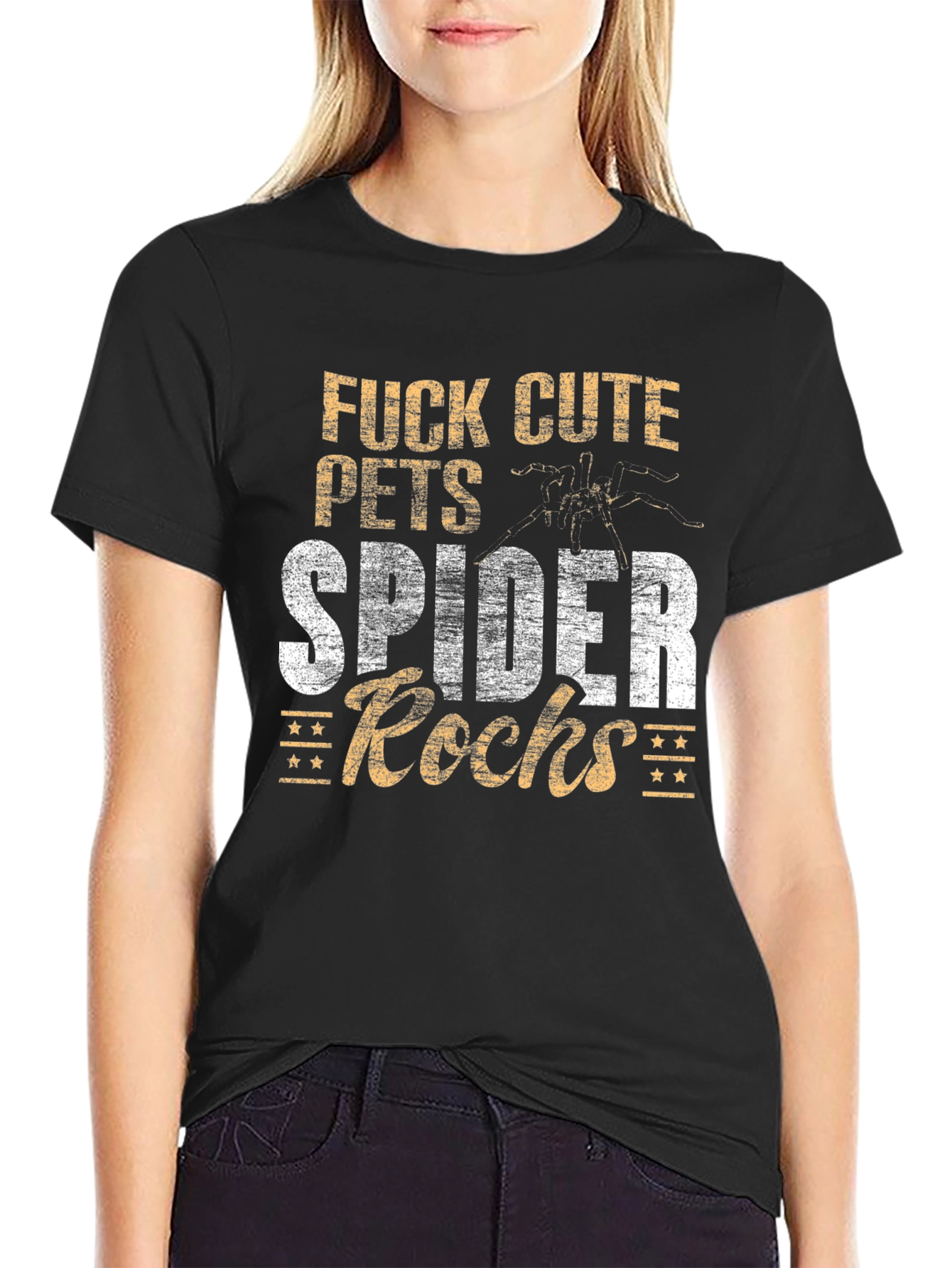 Spider Rocks Graphic Tee - Black Cotton Blend