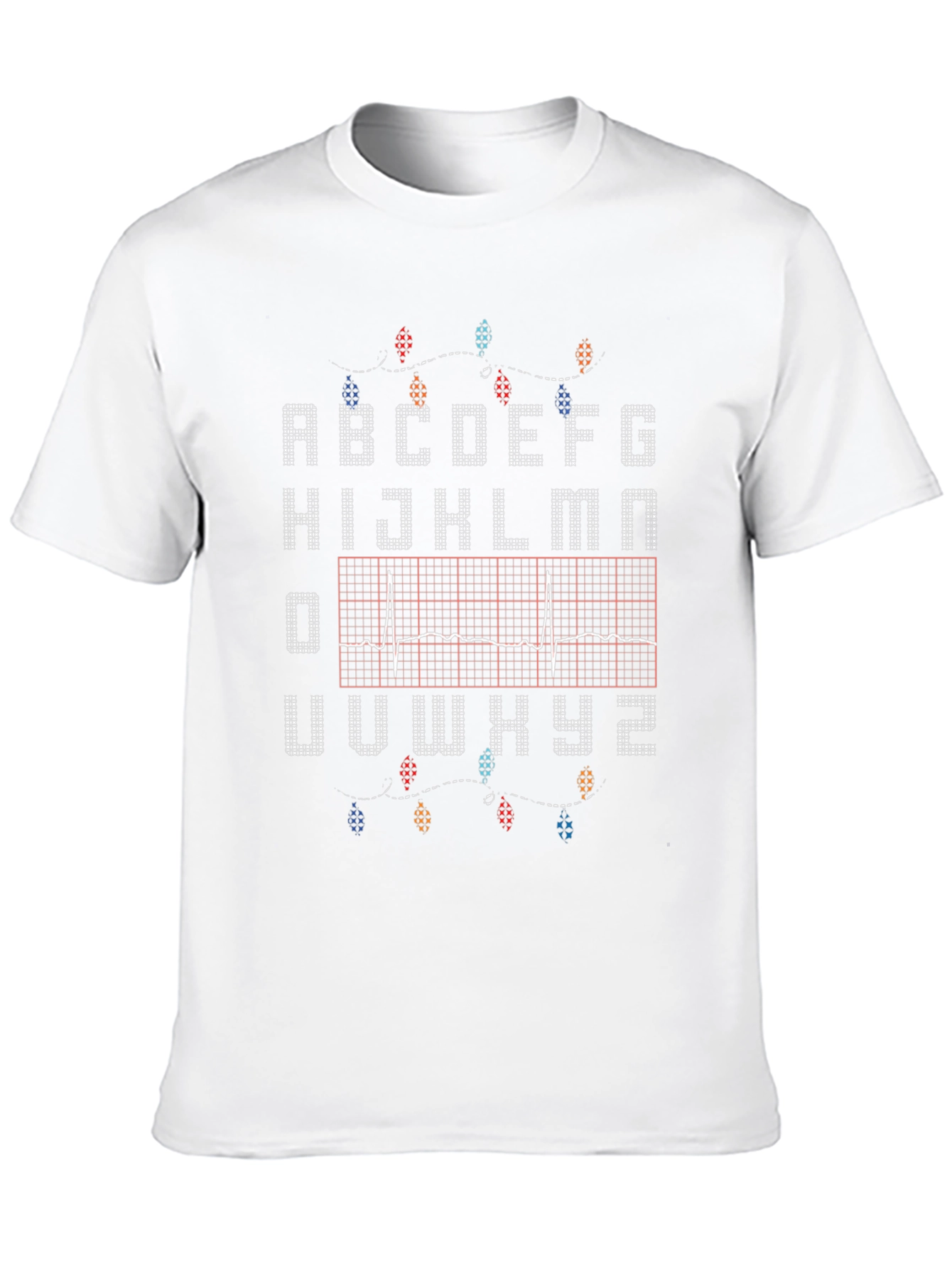 EKG Christmas Alphabet Black T-Shirt