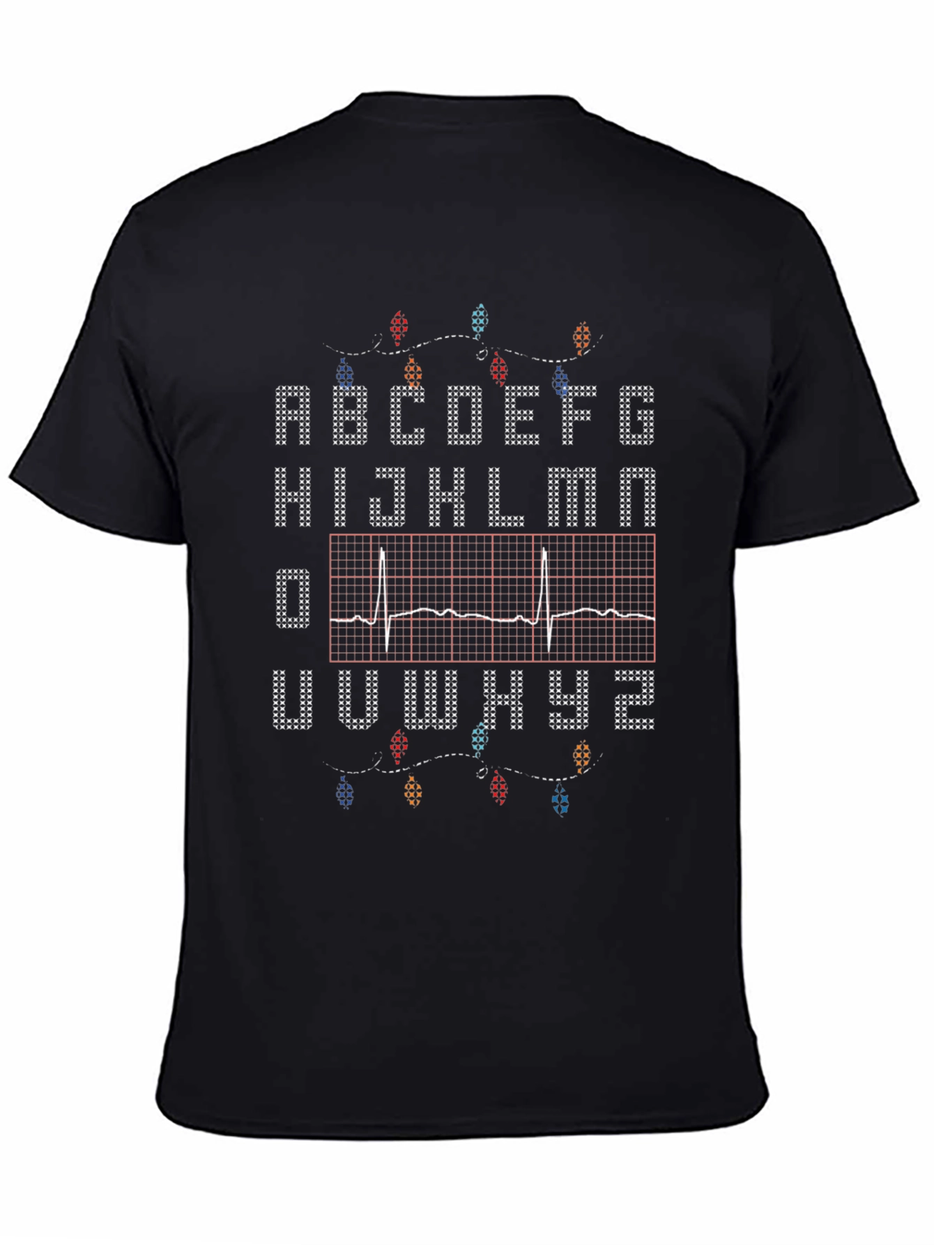 EKG Christmas Alphabet Black T-Shirt