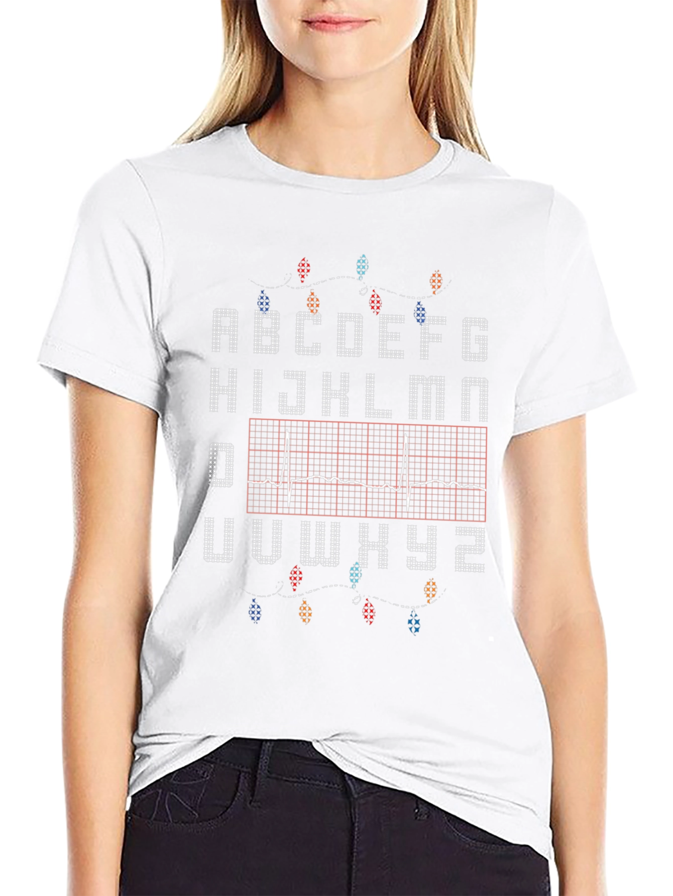 EKG Christmas Alphabet Black T-Shirt