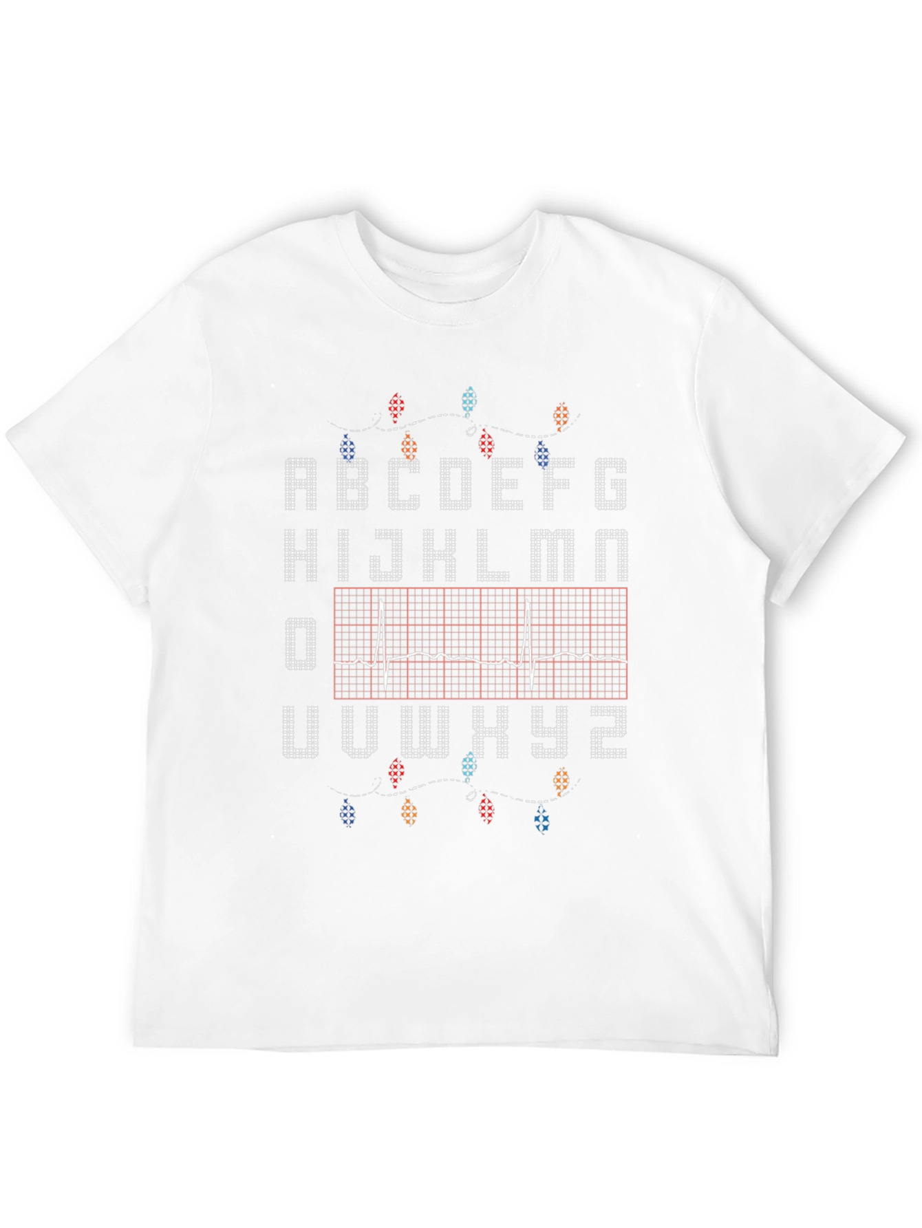 EKG Christmas Alphabet Black T-Shirt
