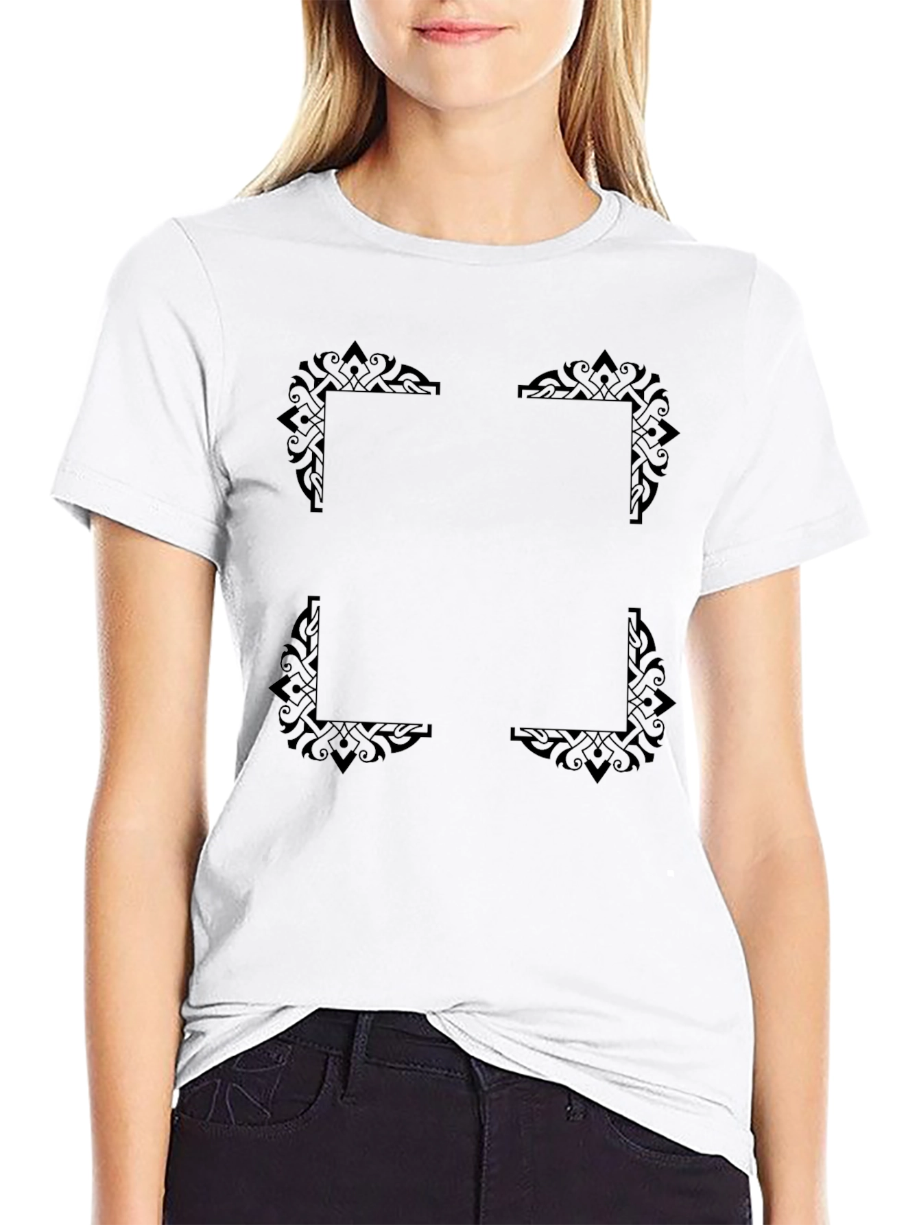 Elegant Frame Design Black T-Shirt for Men