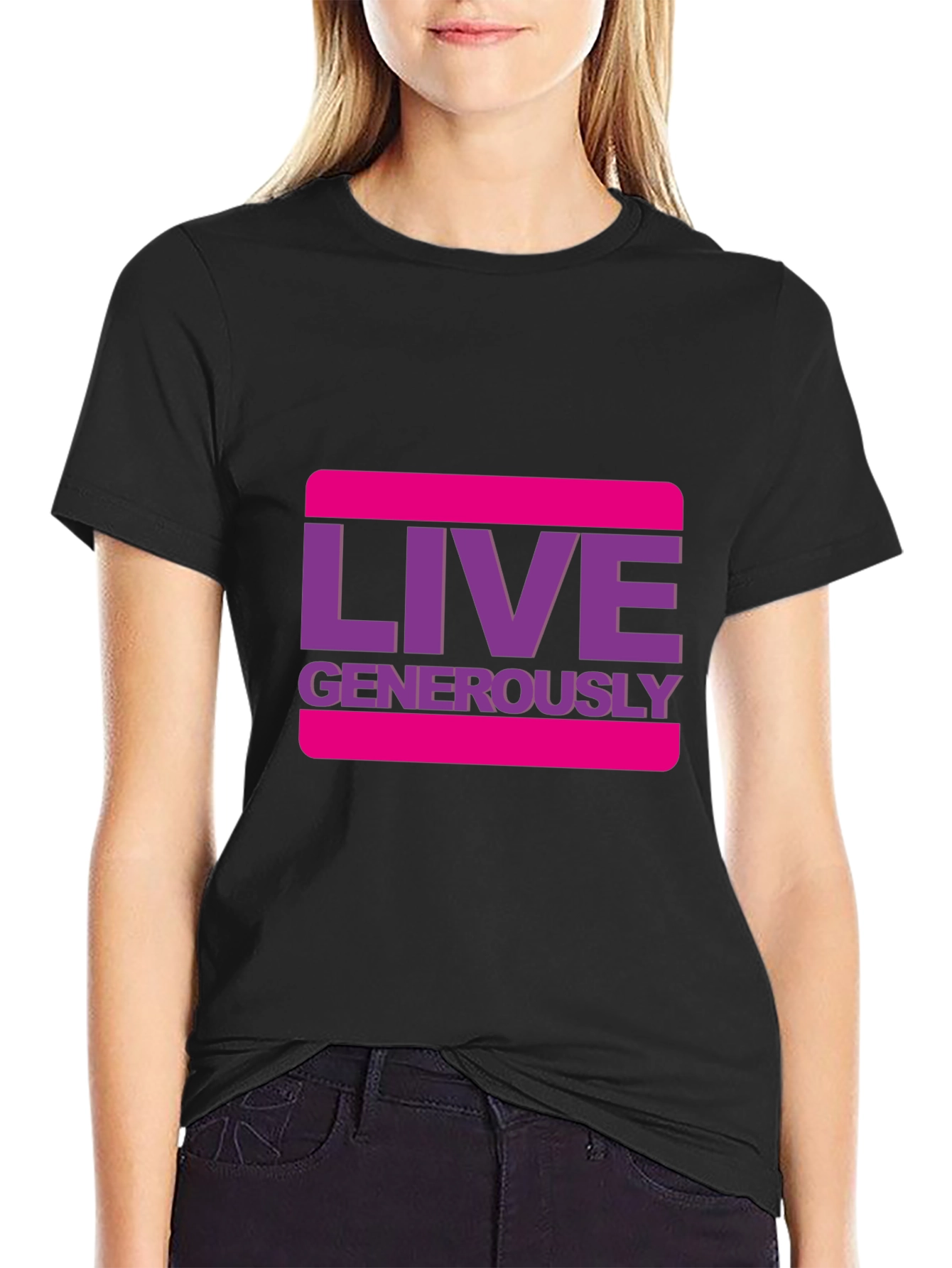Live Generously Graphic Tee - Stylish Black T-Shirt