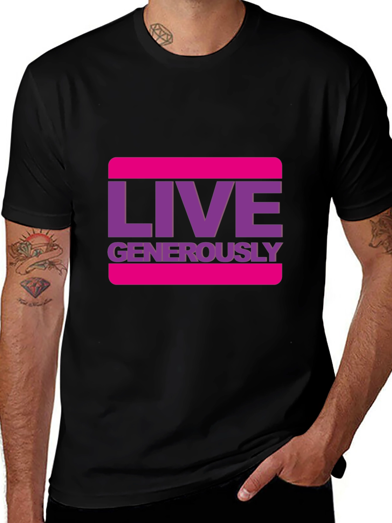 Live Generously Graphic Tee - Stylish Black T-Shirt