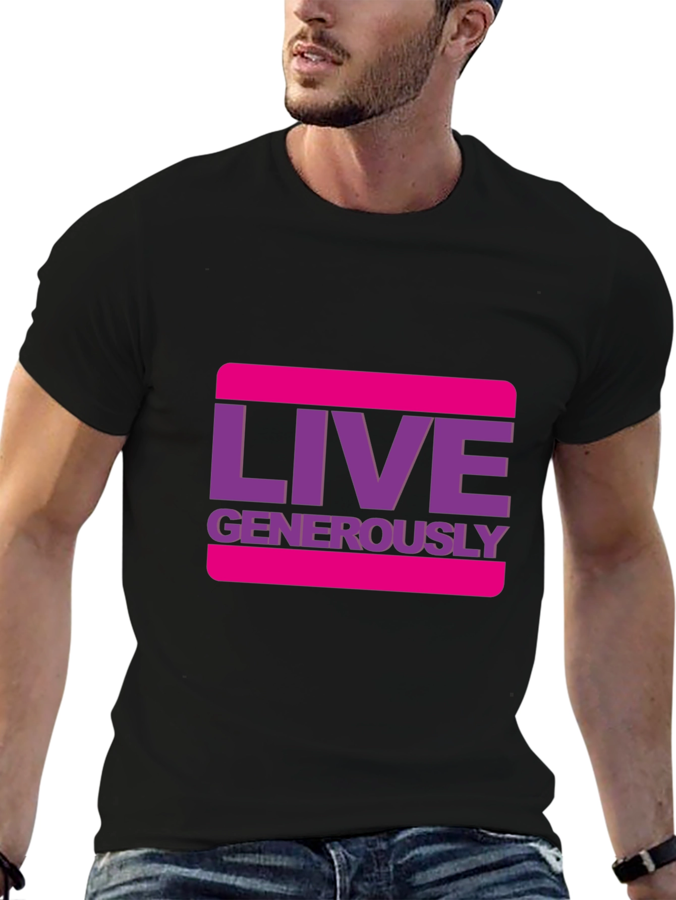 Live Generously Graphic Tee - Stylish Black T-Shirt