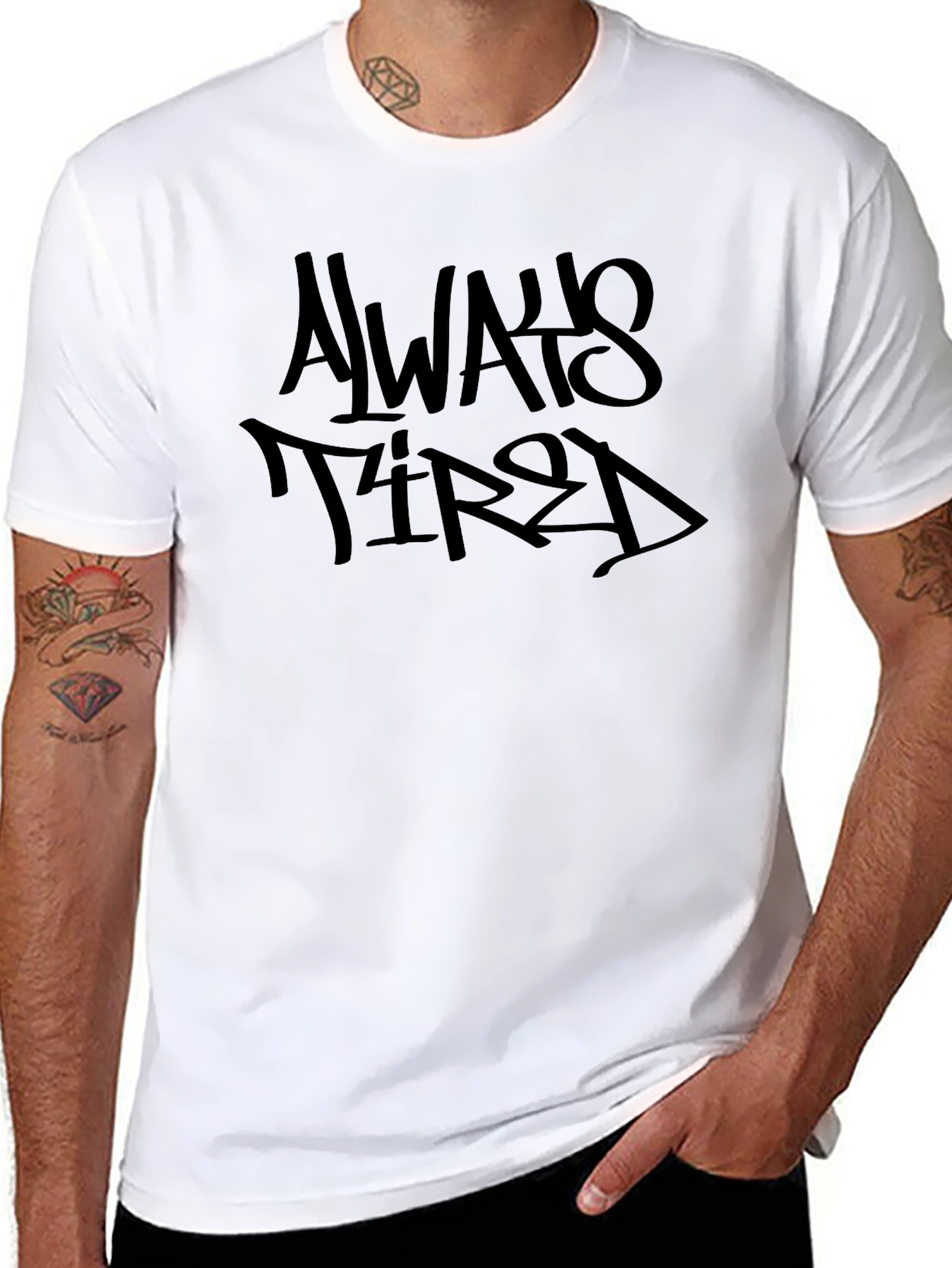 Always Tired Black Graphic Tee - Casual Comfort