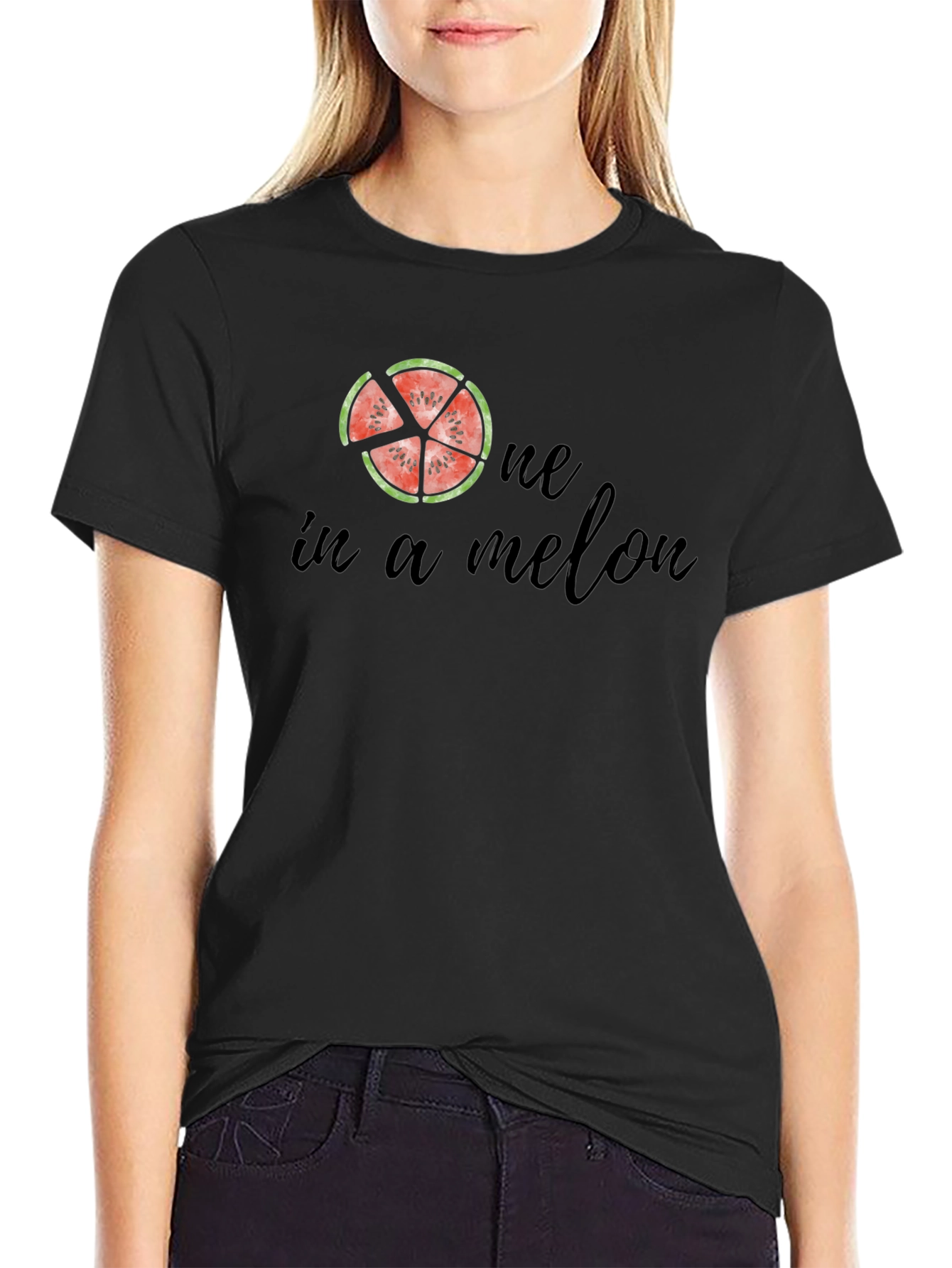 One In A Melon Black Graphic Tee
