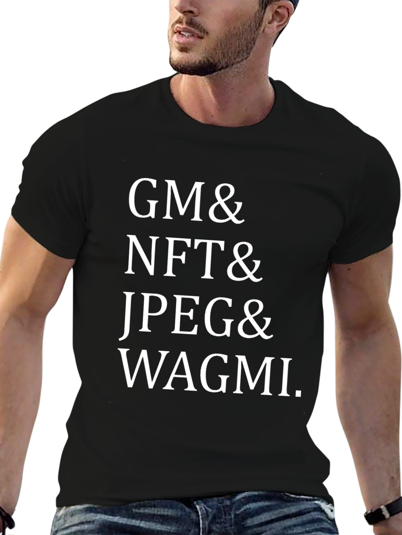 GM & NFT & JPEG & WAGMI Black T-Shirt