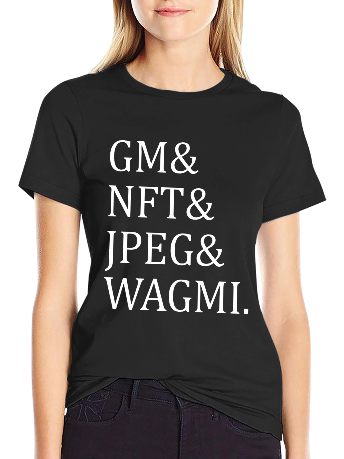 GM & NFT & JPEG & WAGMI Black T-Shirt