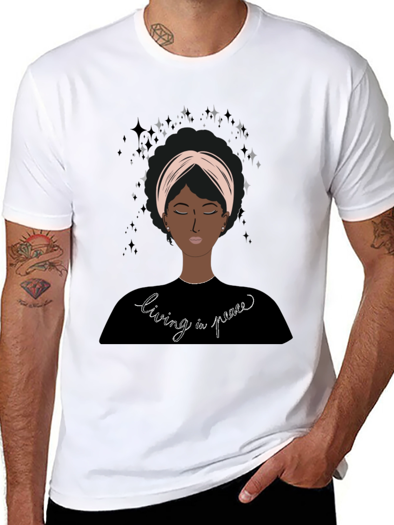 Living in Peace Afro Woman Tee