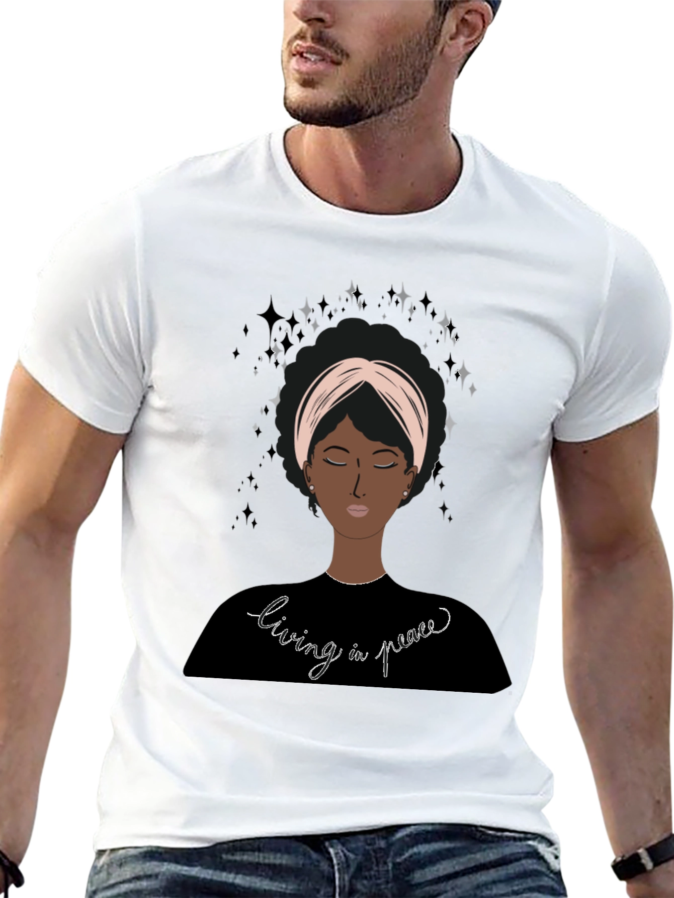 Living in Peace Afro Woman Tee