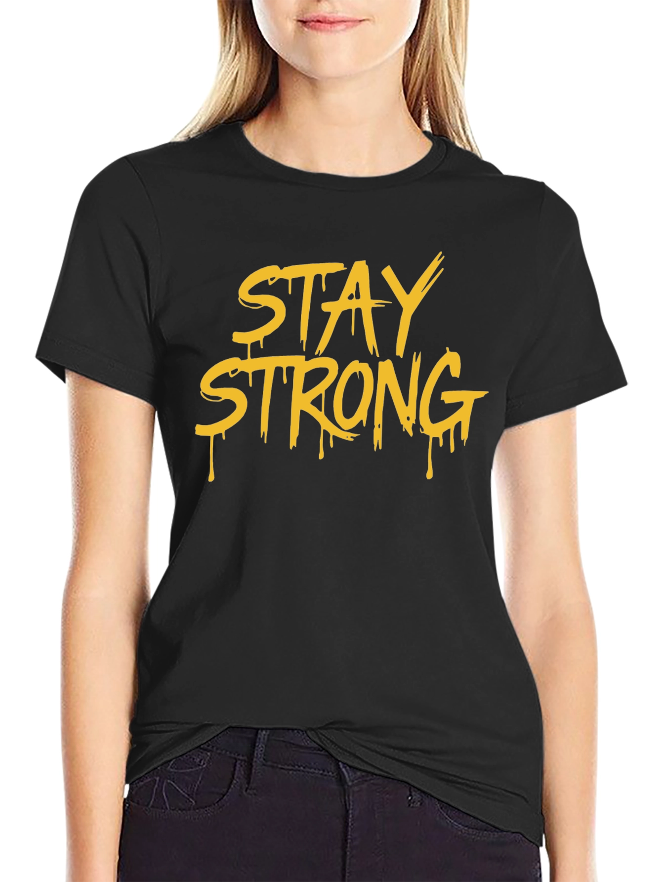 Stay Strong Graphic T-Shirt - Black Cotton Tee