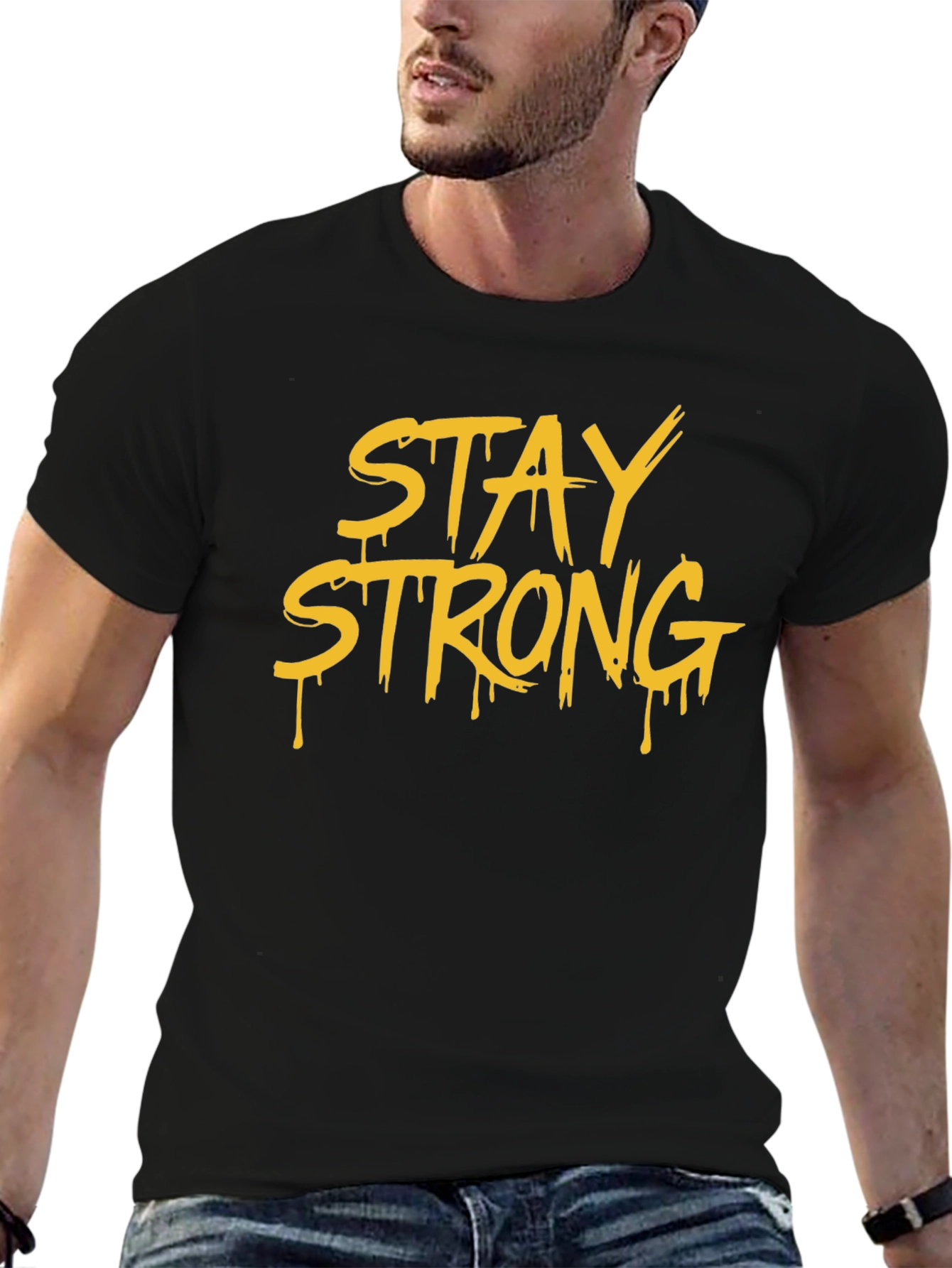 Stay Strong Graphic T-Shirt - Black Cotton Tee