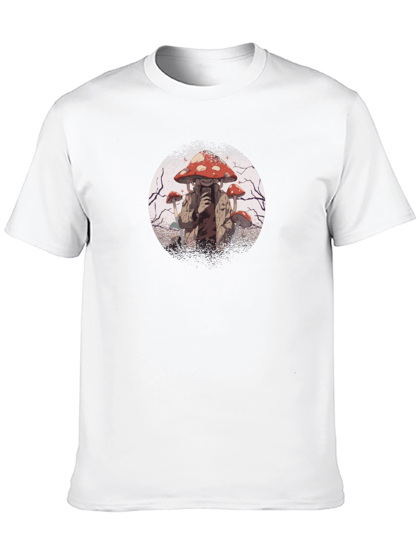 Mushroom Head Graphic Tee - Black Cotton Shirt