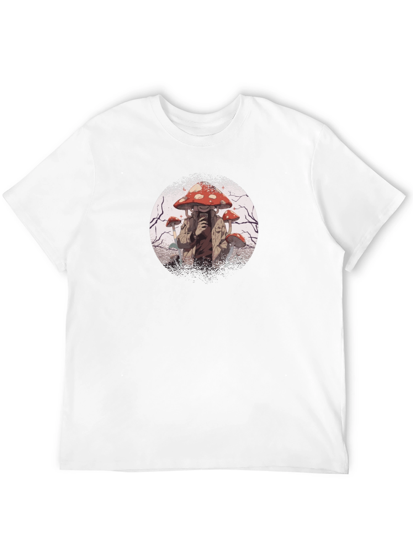 Mushroom Head Graphic Tee - Black Cotton Shirt