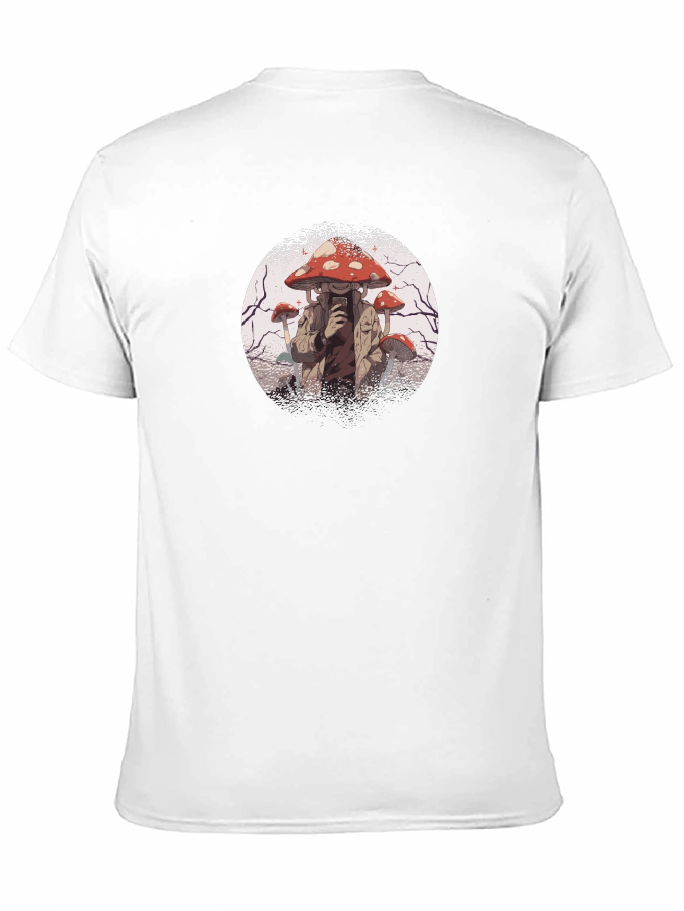 Mushroom Head Graphic Tee - Black Cotton Shirt
