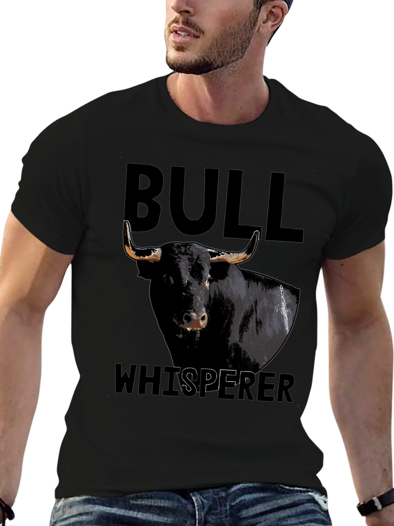 Bull Whisperer Graphic Tee - Black Cotton T-Shirt