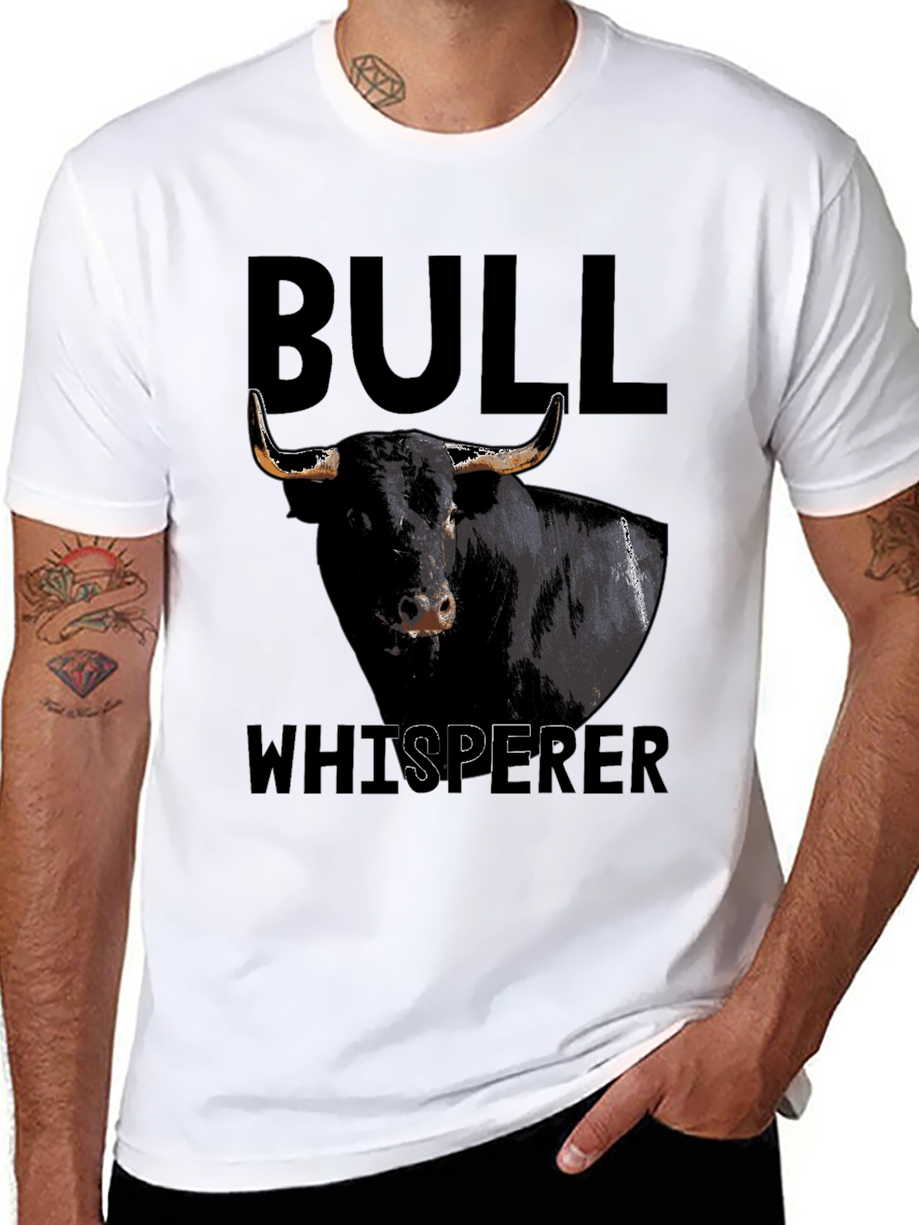 Bull Whisperer Graphic Tee - Black Cotton T-Shirt