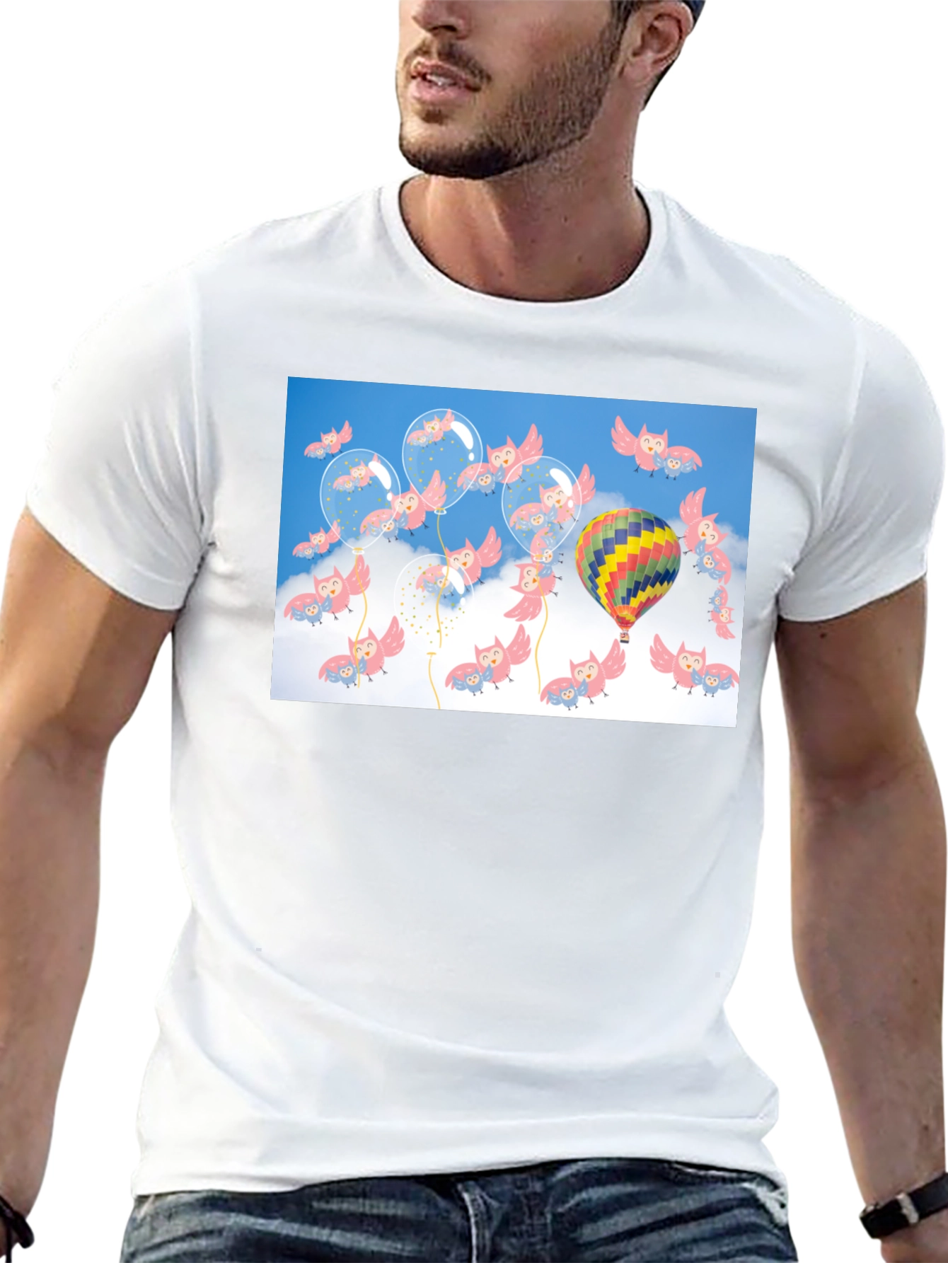 Owl & Balloon Graphic T-Shirt - Unique Design