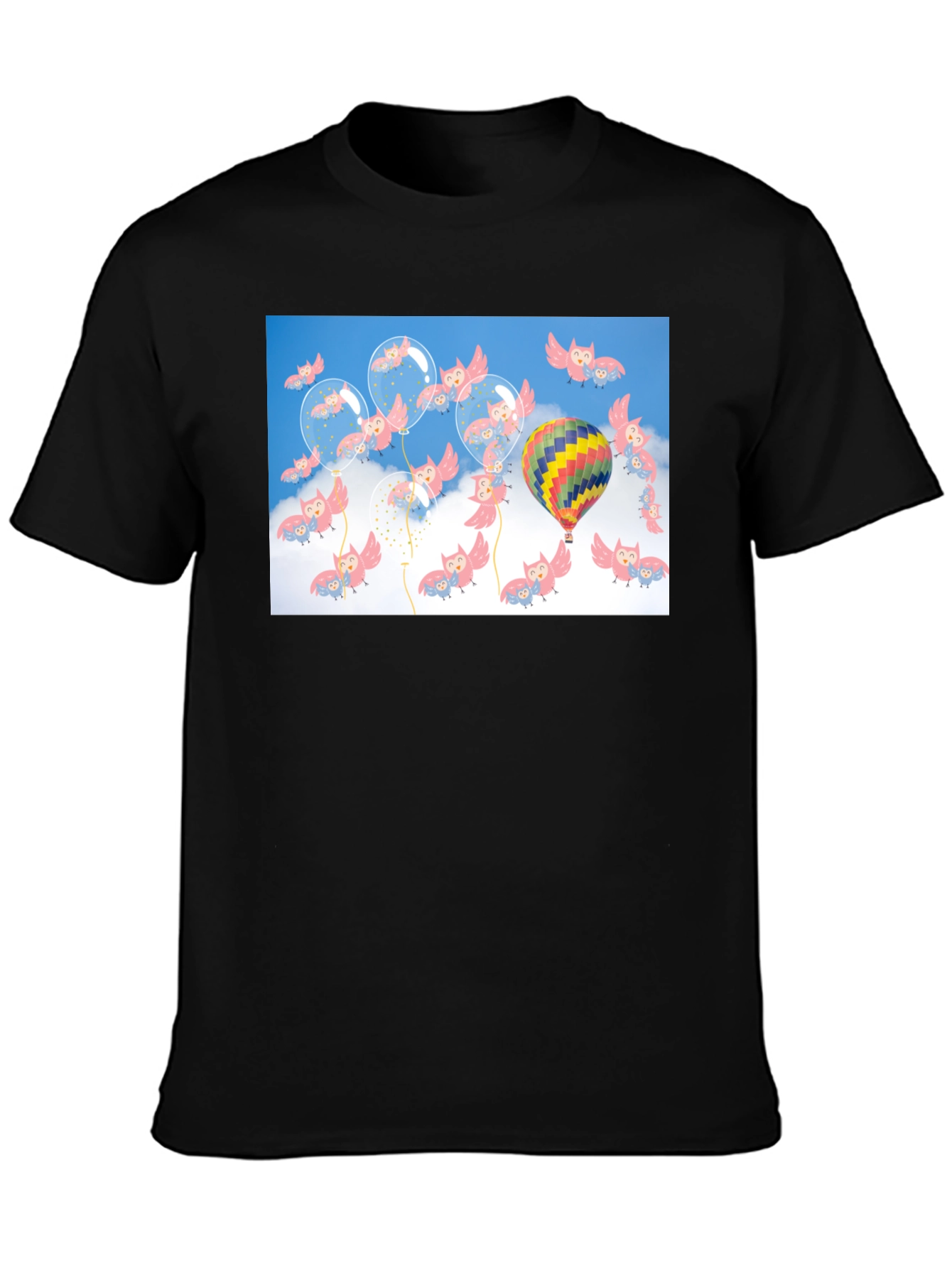 Owl & Balloon Graphic T-Shirt - Unique Design