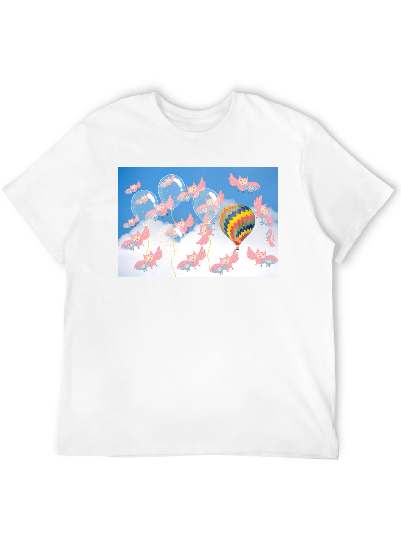Owl & Balloon Graphic T-Shirt - Unique Design