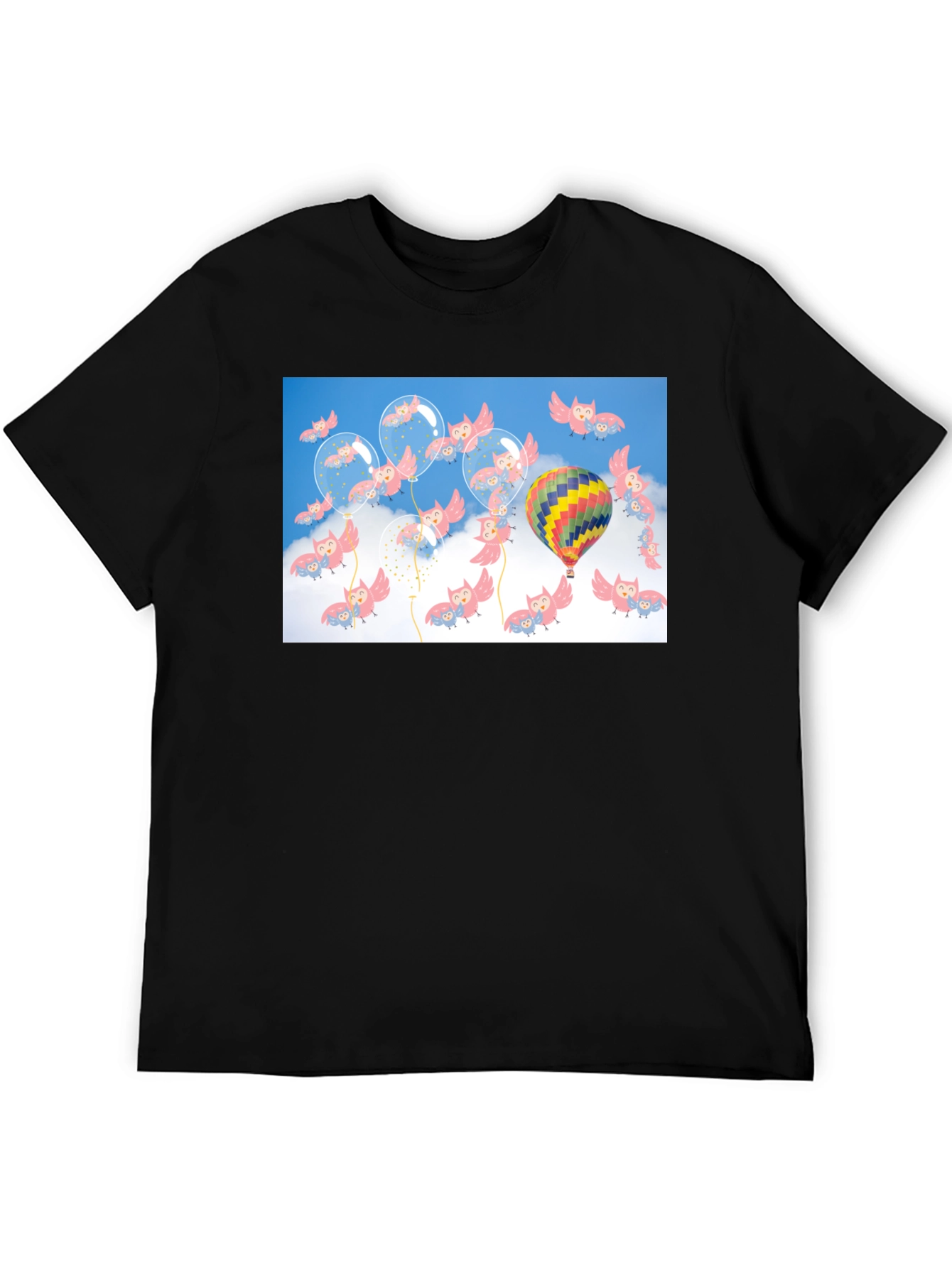 Owl & Balloon Graphic T-Shirt - Unique Design