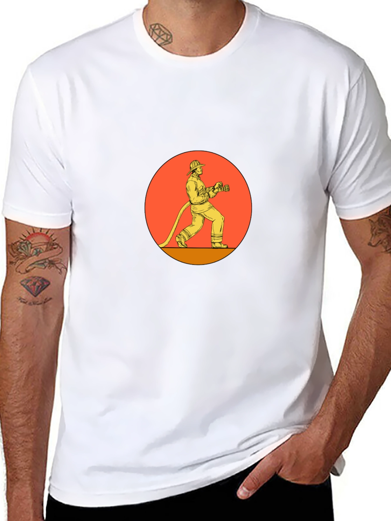 Firefighter Graphic T-Shirt - Black Cotton Tee