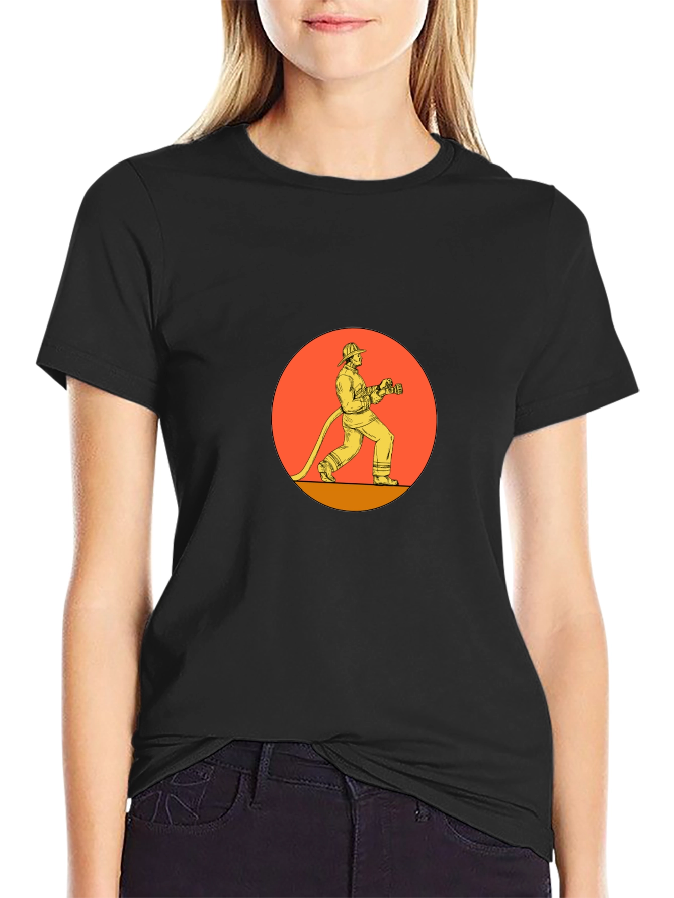 Firefighter Graphic T-Shirt - Black Cotton Tee