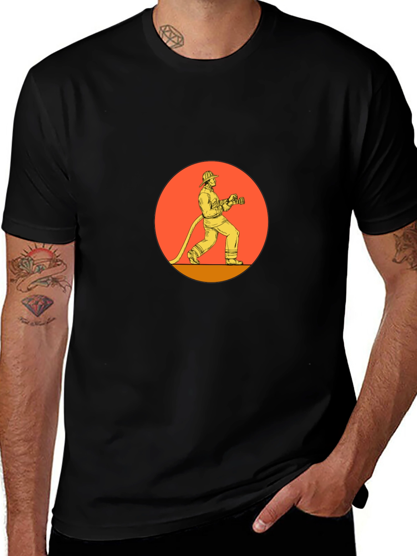 Firefighter Graphic T-Shirt - Black Cotton Tee