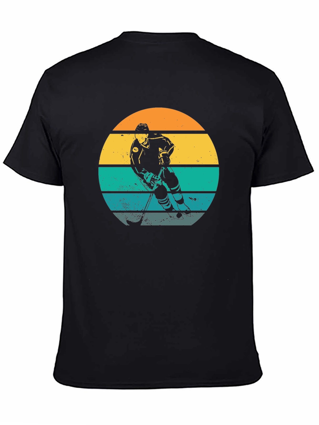 Retro Hockey Player Sunset Graphic T-Shirt