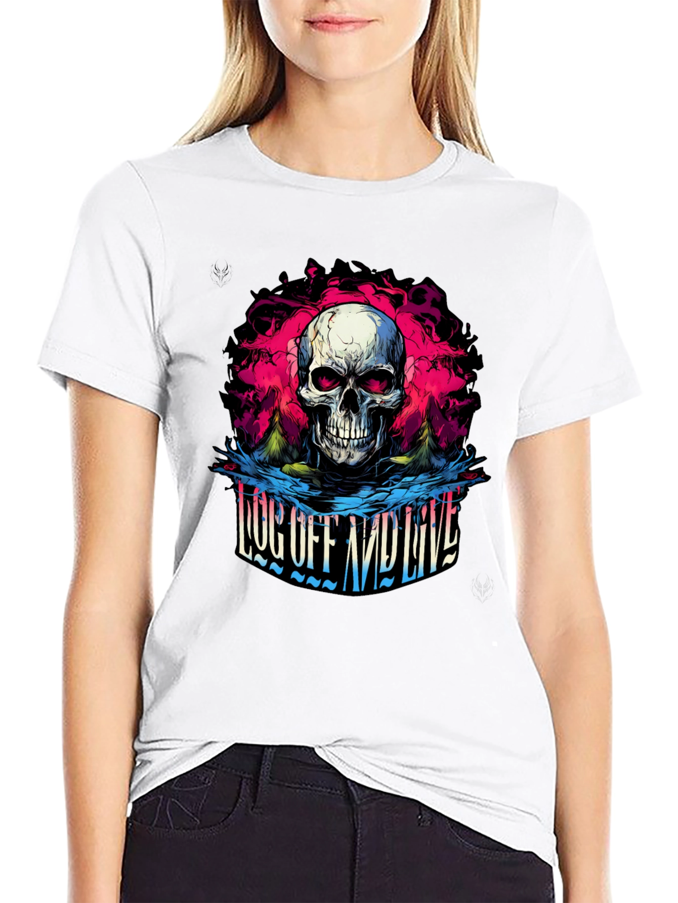 Skull Log Off And Live Graphic Black T-Shirt
