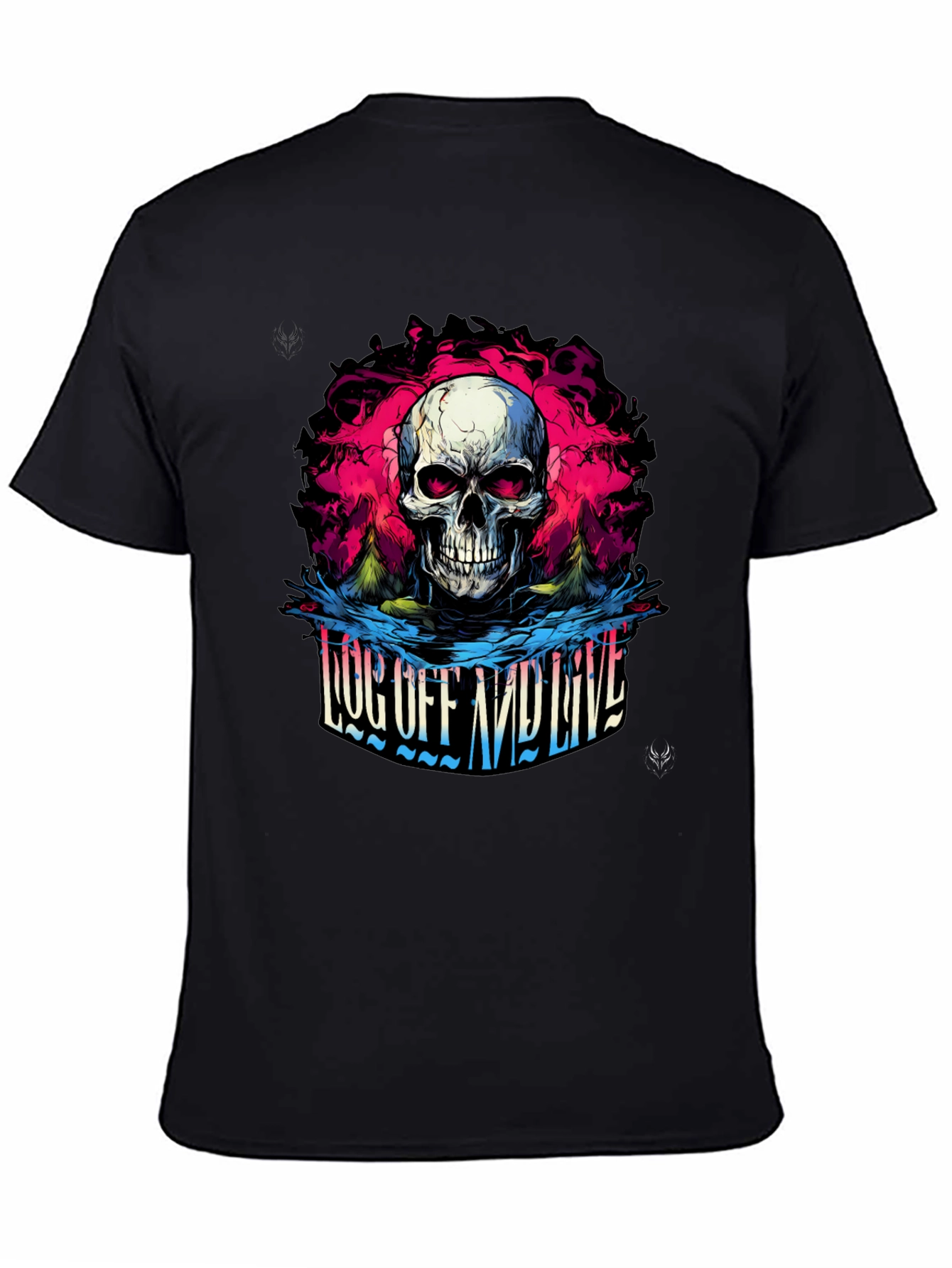 Skull Log Off And Live Graphic Black T-Shirt